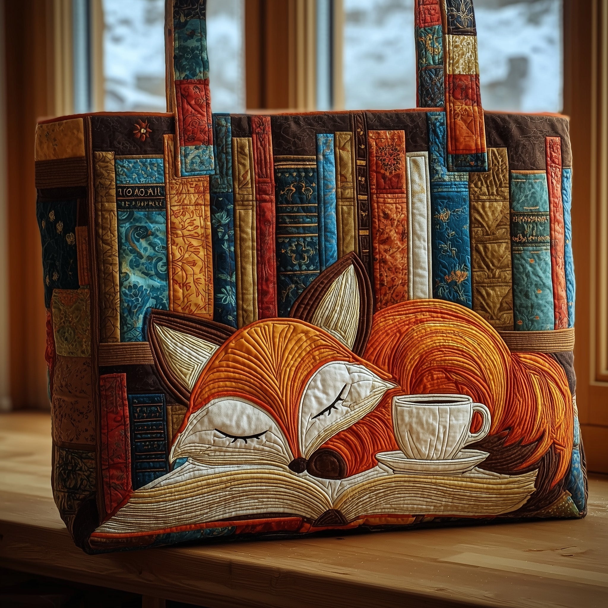 Fox Bookcase Quilted Tote Bag GFTOHD8899
