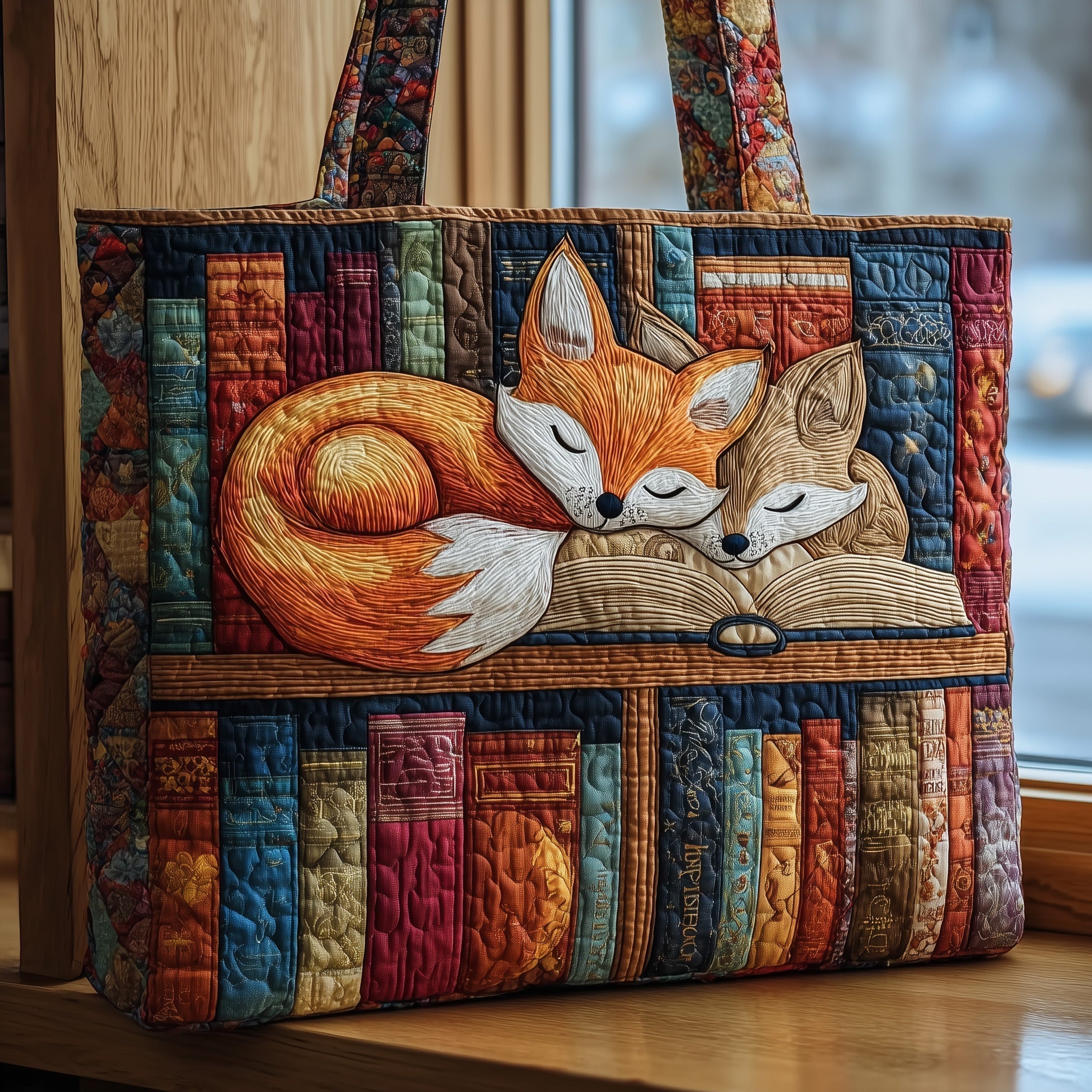 Fox Bookcase Quilted Tote Bag GFTOHD8901