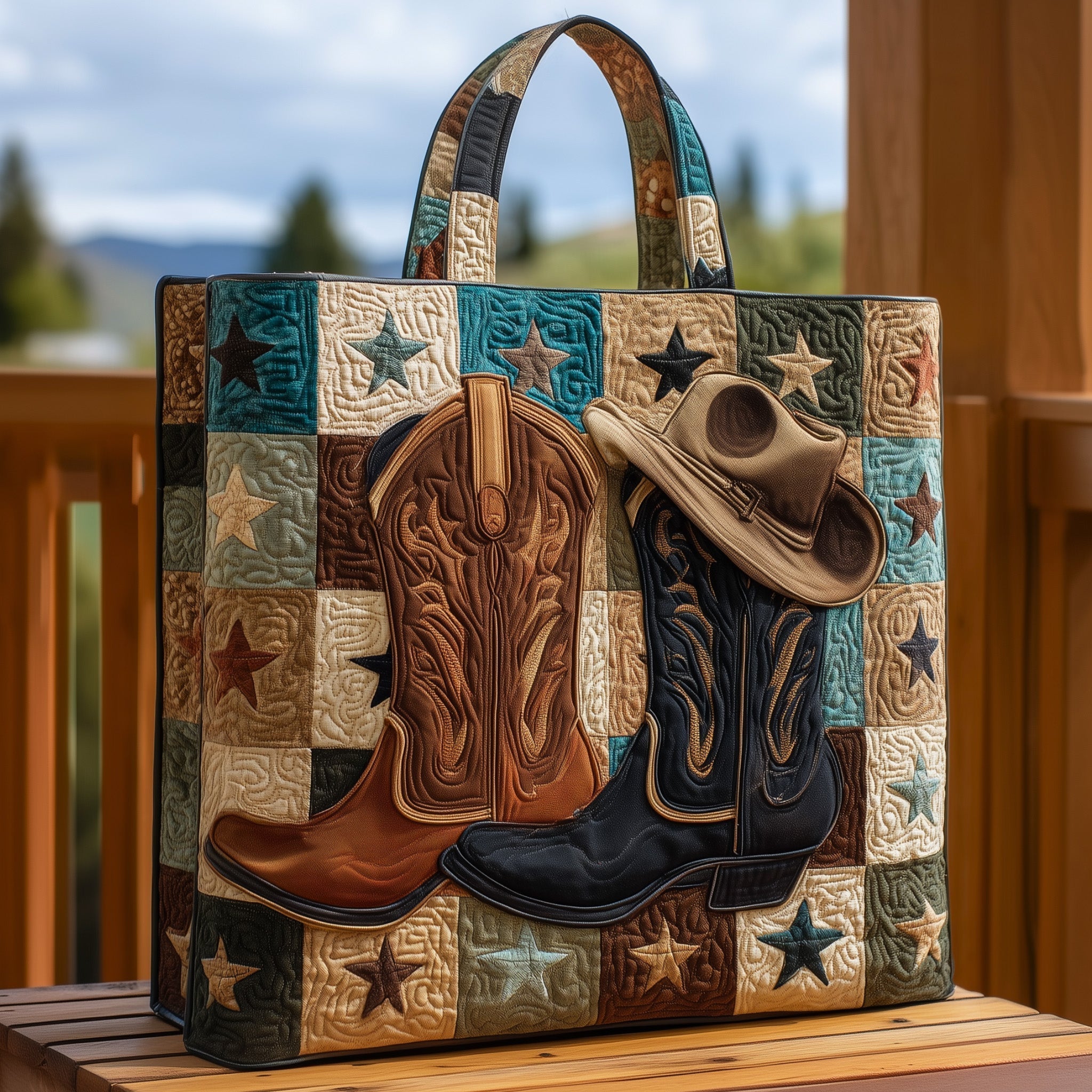 Cowboy Boots Quilted Tote Bag GFTOHD9006