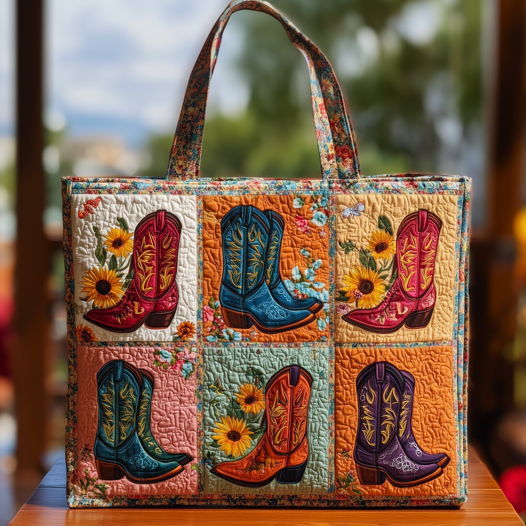 Cowboy Boots Quilted Tote Bag GFTOHD9010