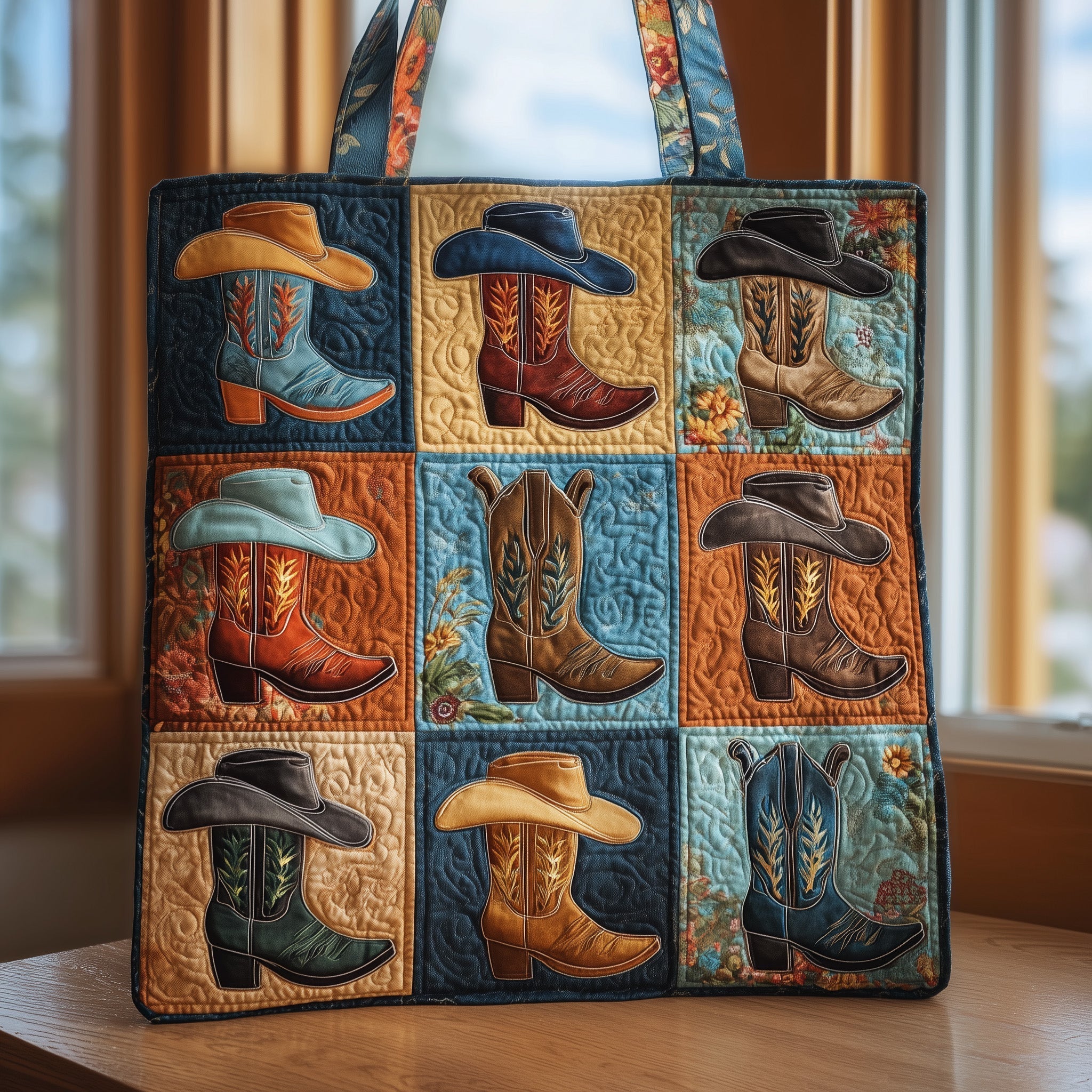 Cowboy Boots Quilted Tote Bag GFTOHD9011