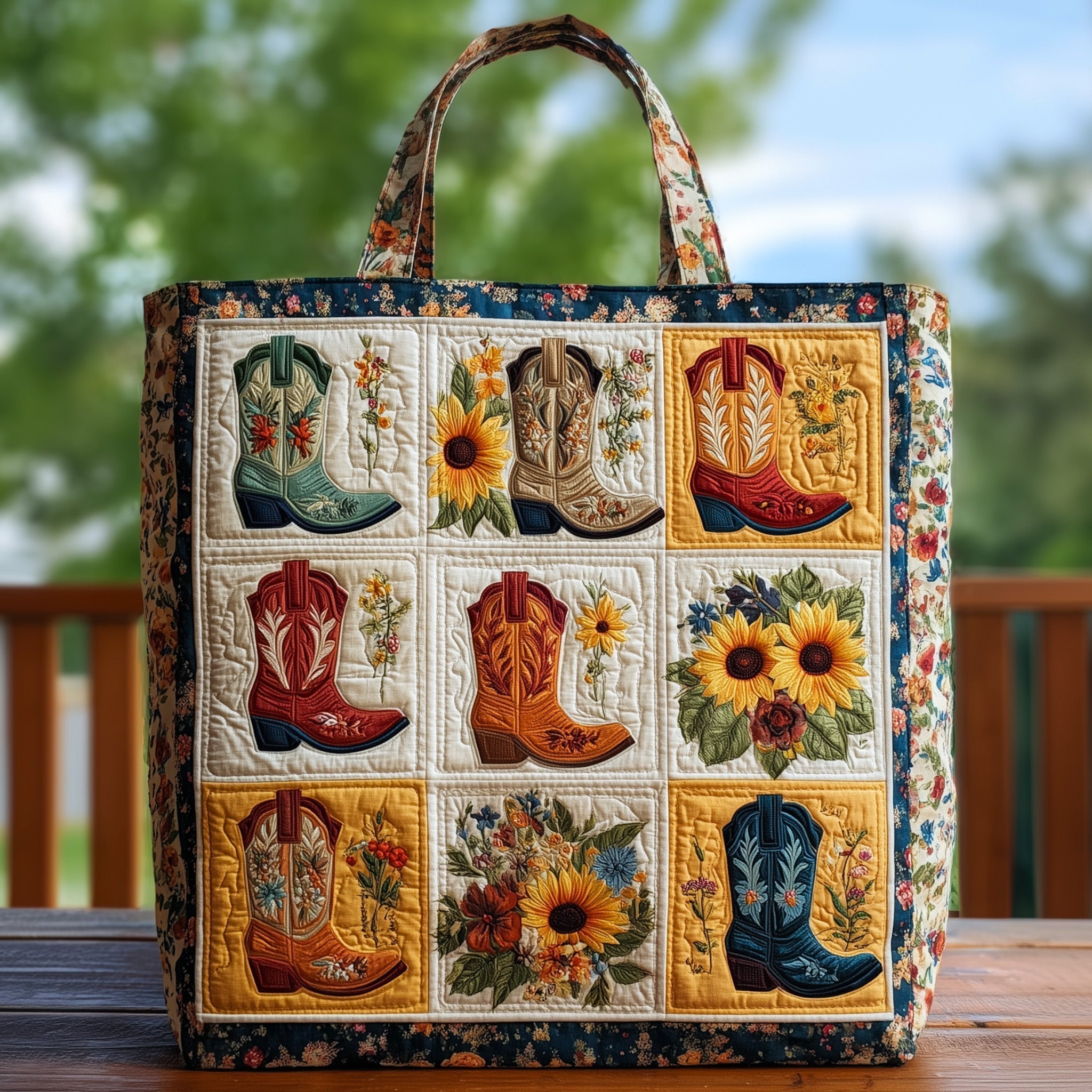 Cowboy Boots Quilted Tote Bag GFTOHD9013