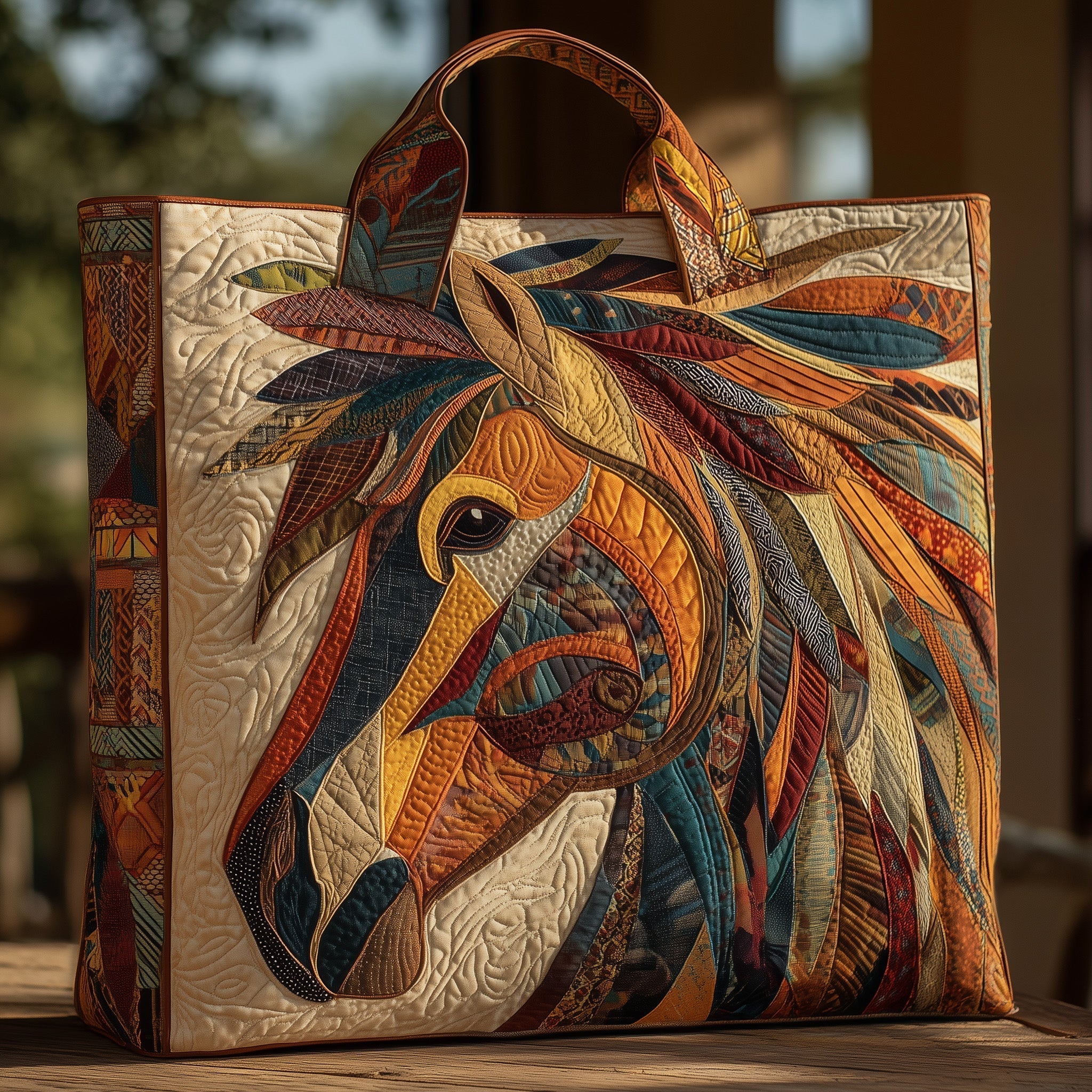 Native Horse Quilted Tote Bag GFTOHD9383