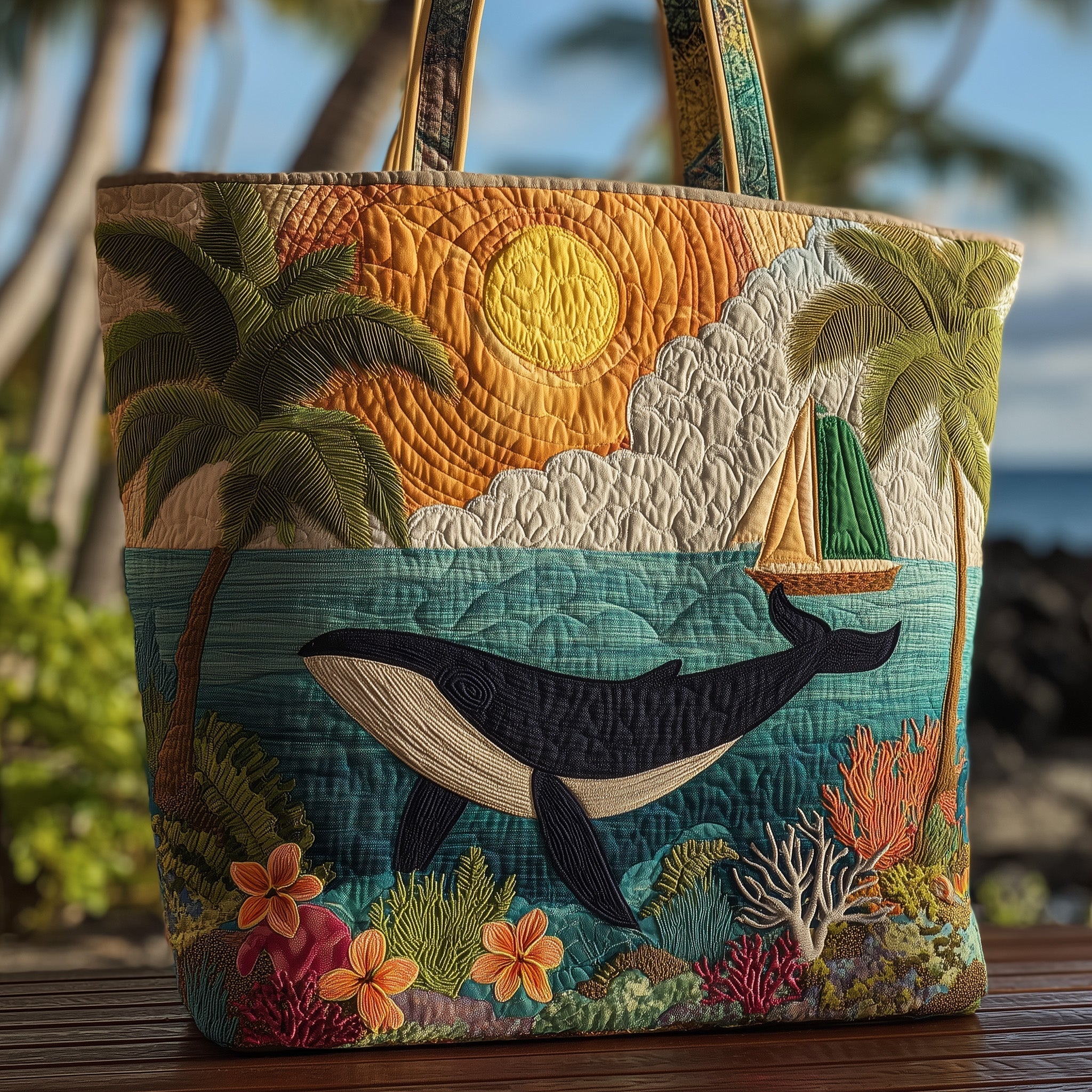 Majestic Whale Quilted Tote Bag GFTOHD9512