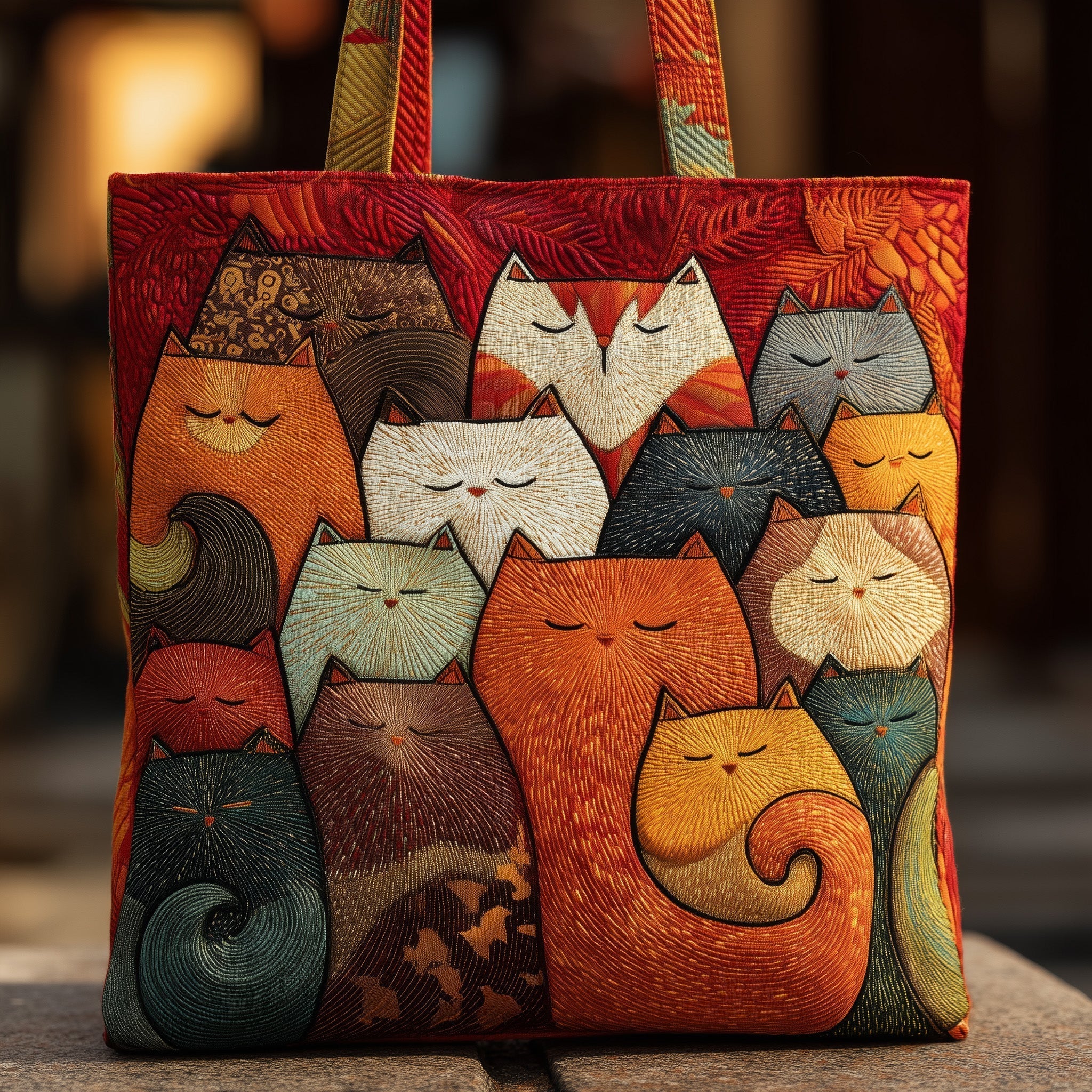 Sleeping Cat Quilted Tote Bag GFTOMA1702