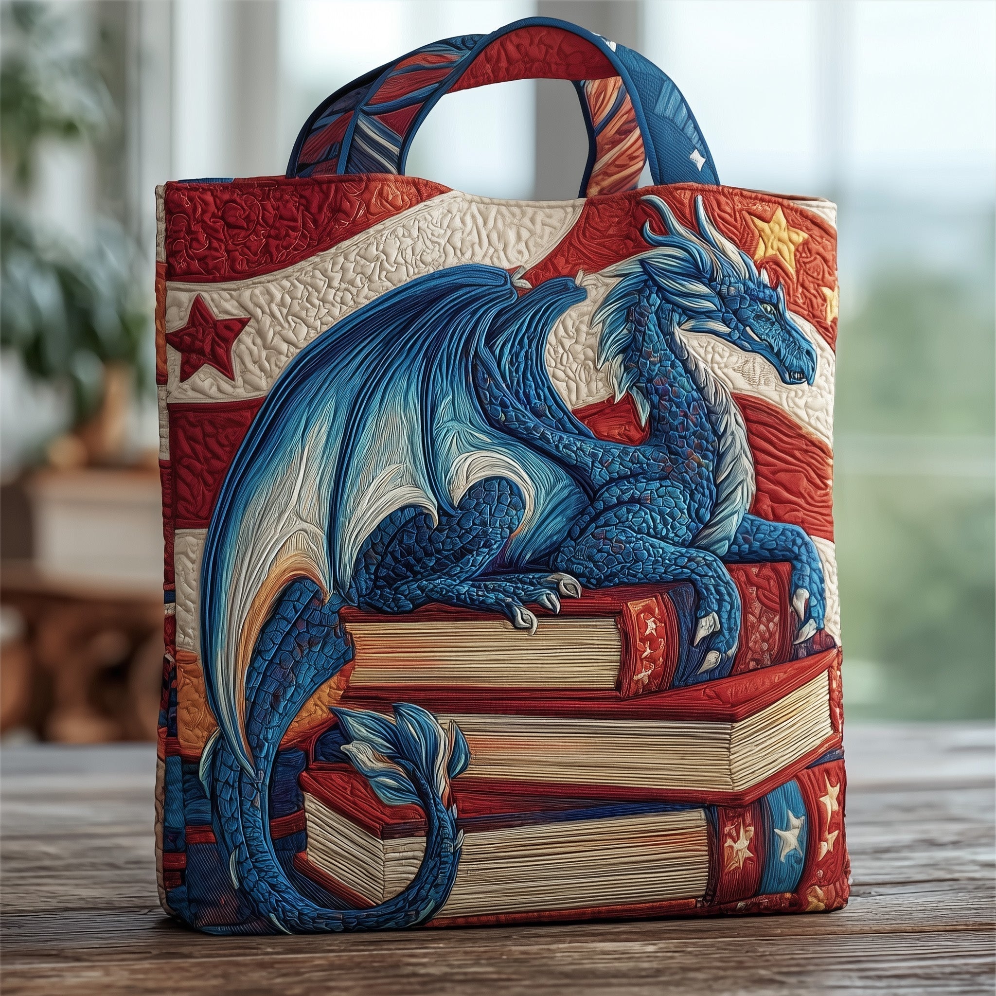 Patriotic Dragon Quilted Tote Bag GFTOMA1847