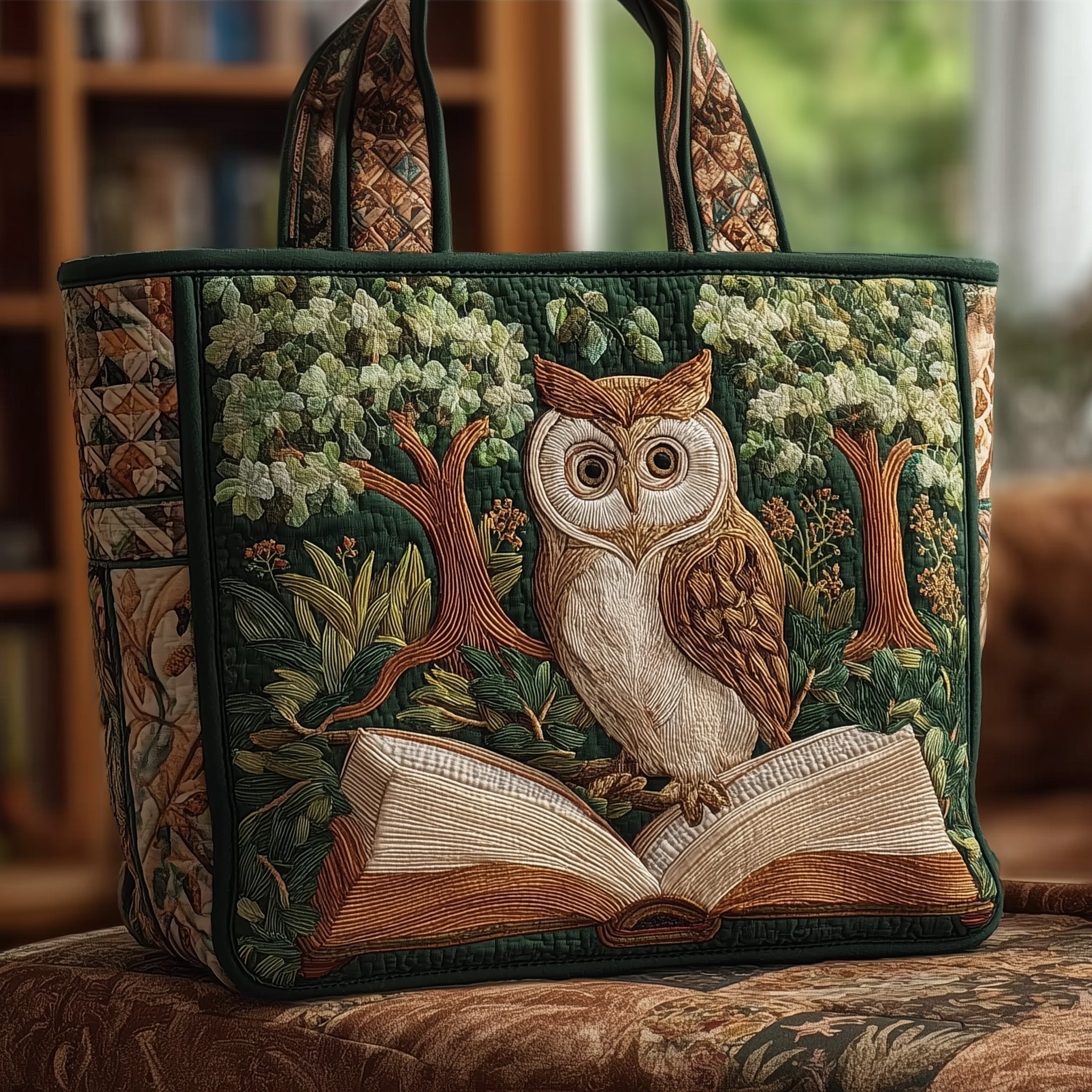 Owl Book Quilted Tote Bag GFTOMA1950