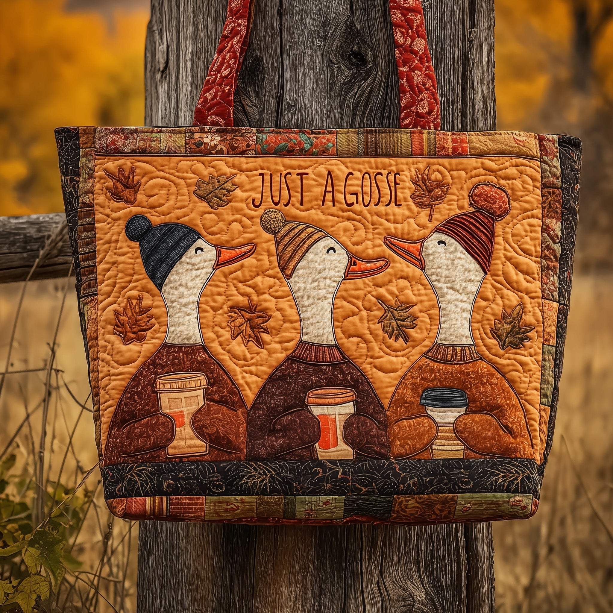 Just a Cozy Goose Quilted Tote Bag GFTOMA2290