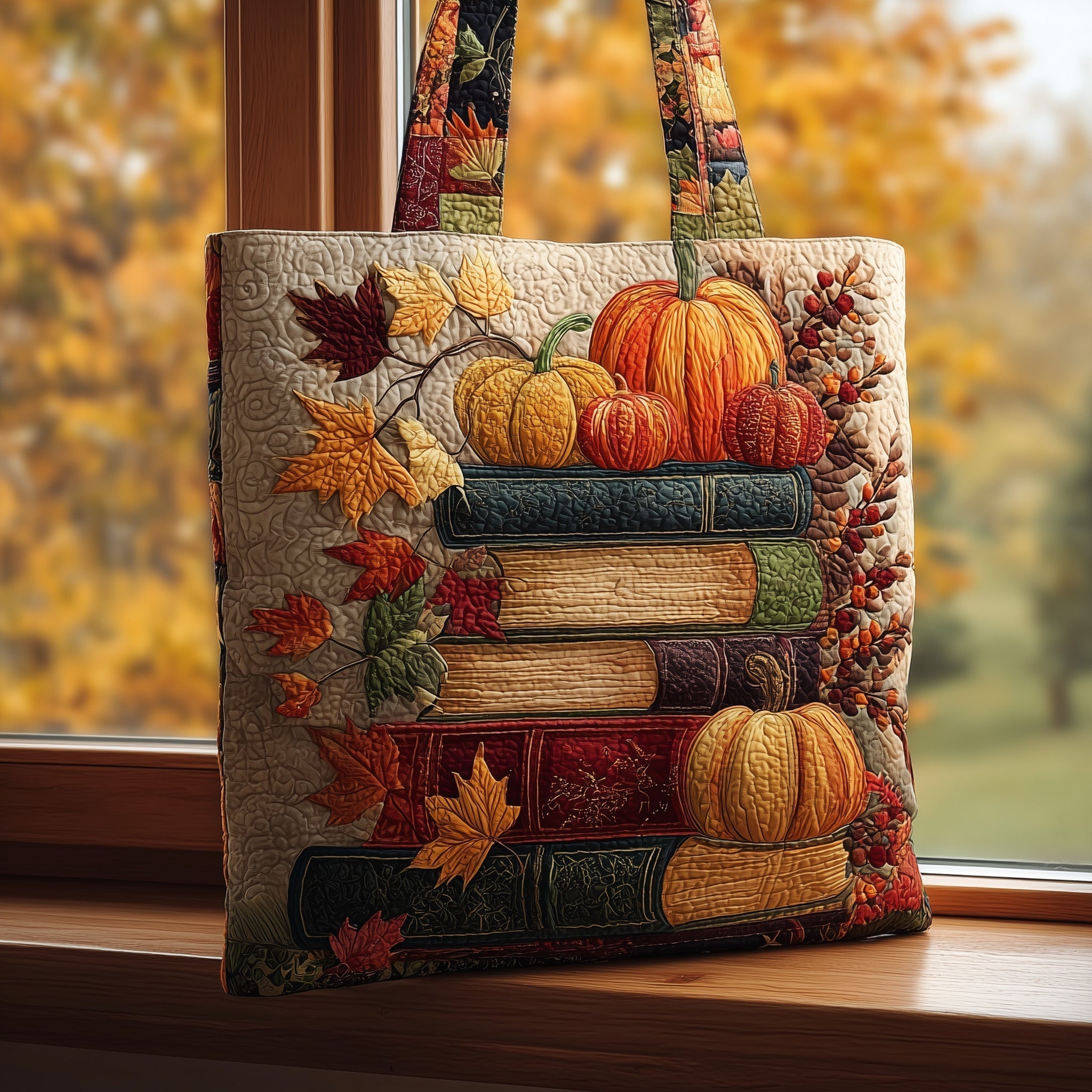 Bookish Harvest Quilted Tote Bag GFTOMA2312
