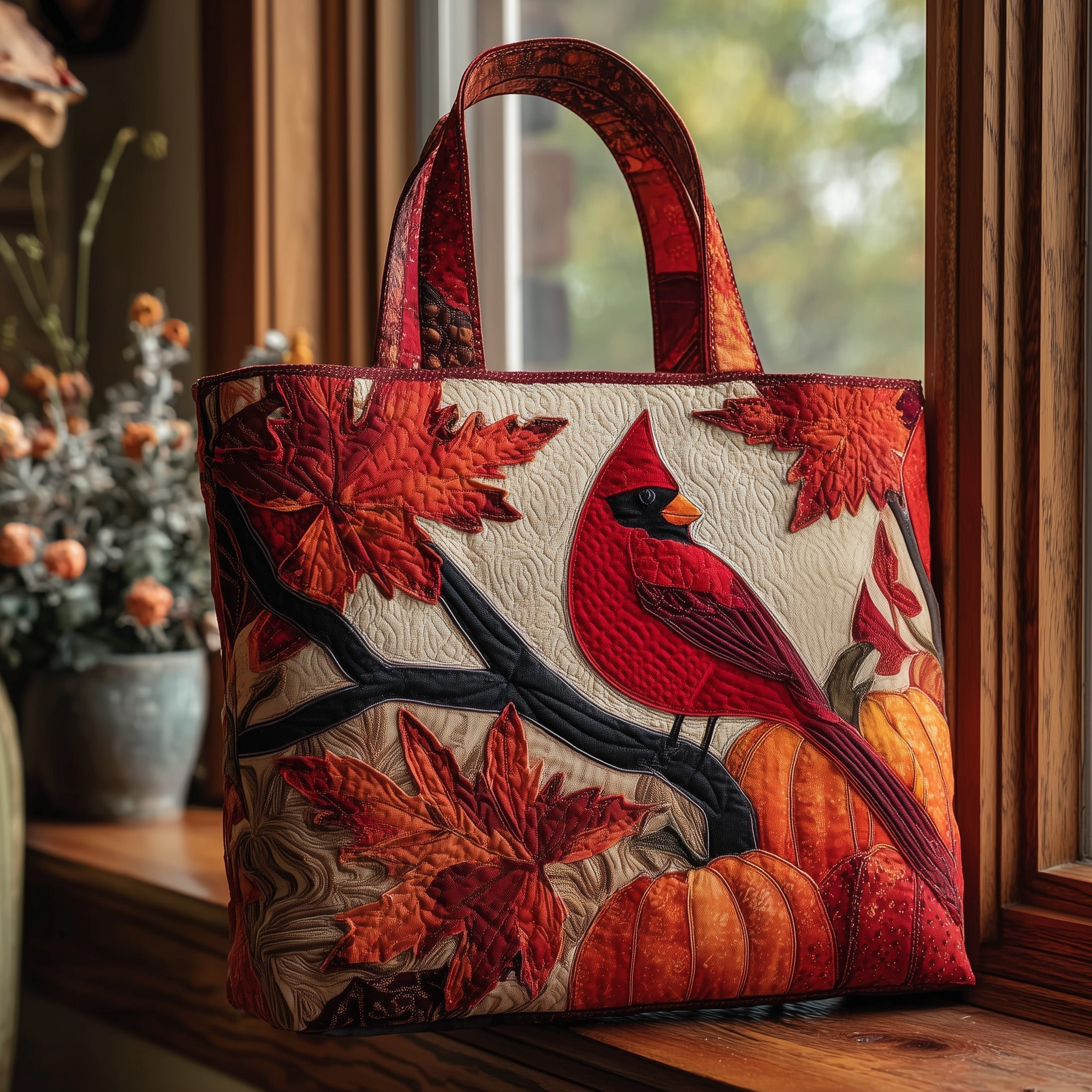 Autumn Cardinals Quilted Tote Bag GFTOMA2369