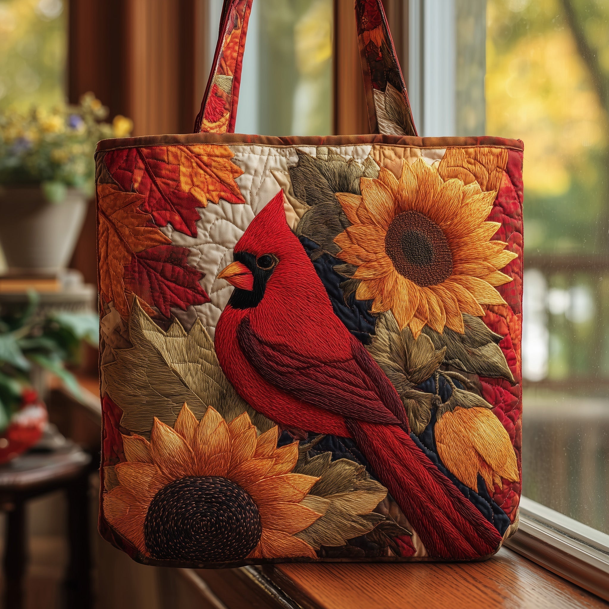Autumn Cardinals Quilted Tote Bag GFTOMA2373