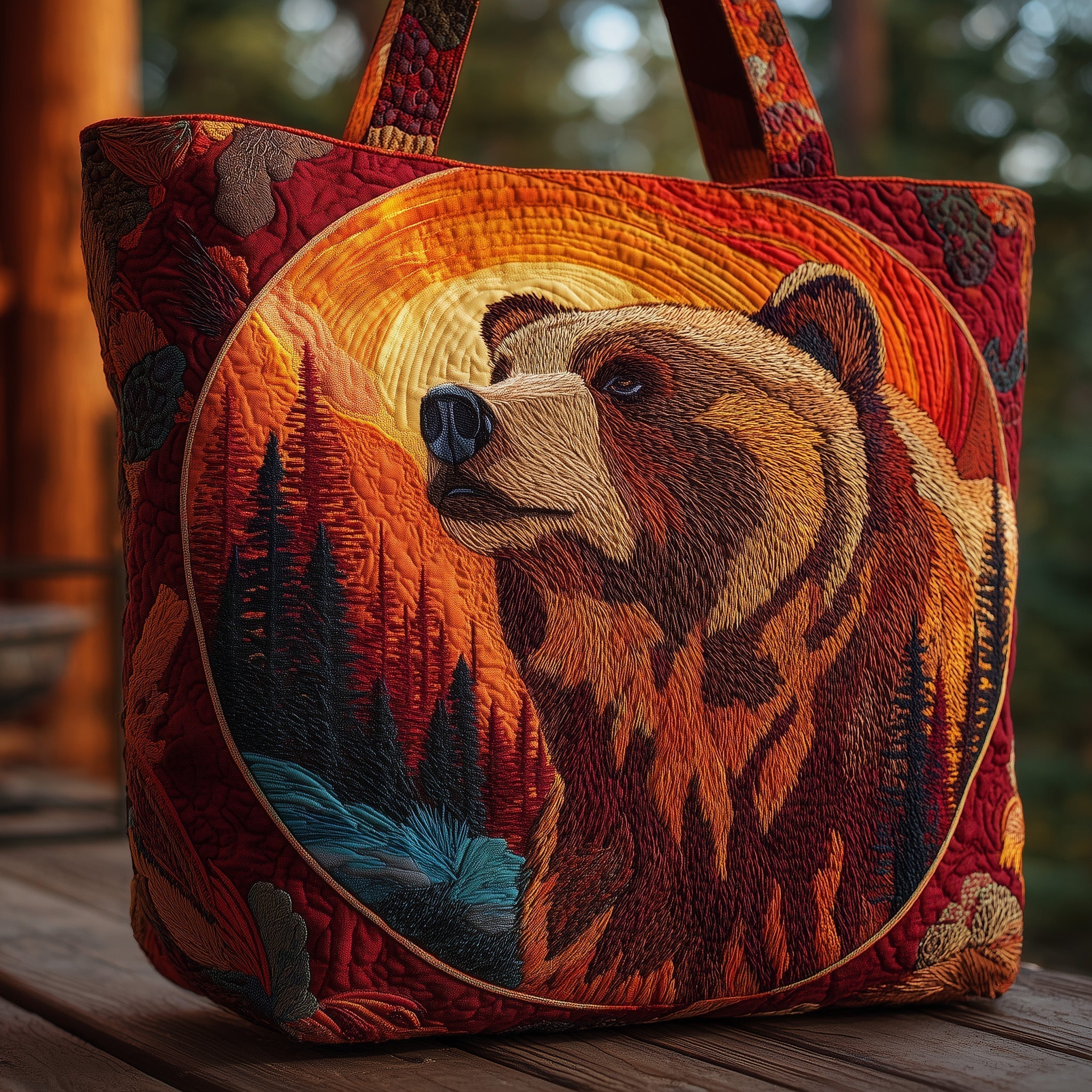 Wilderness Bear Quilted Tote Bag GFTOMA2453