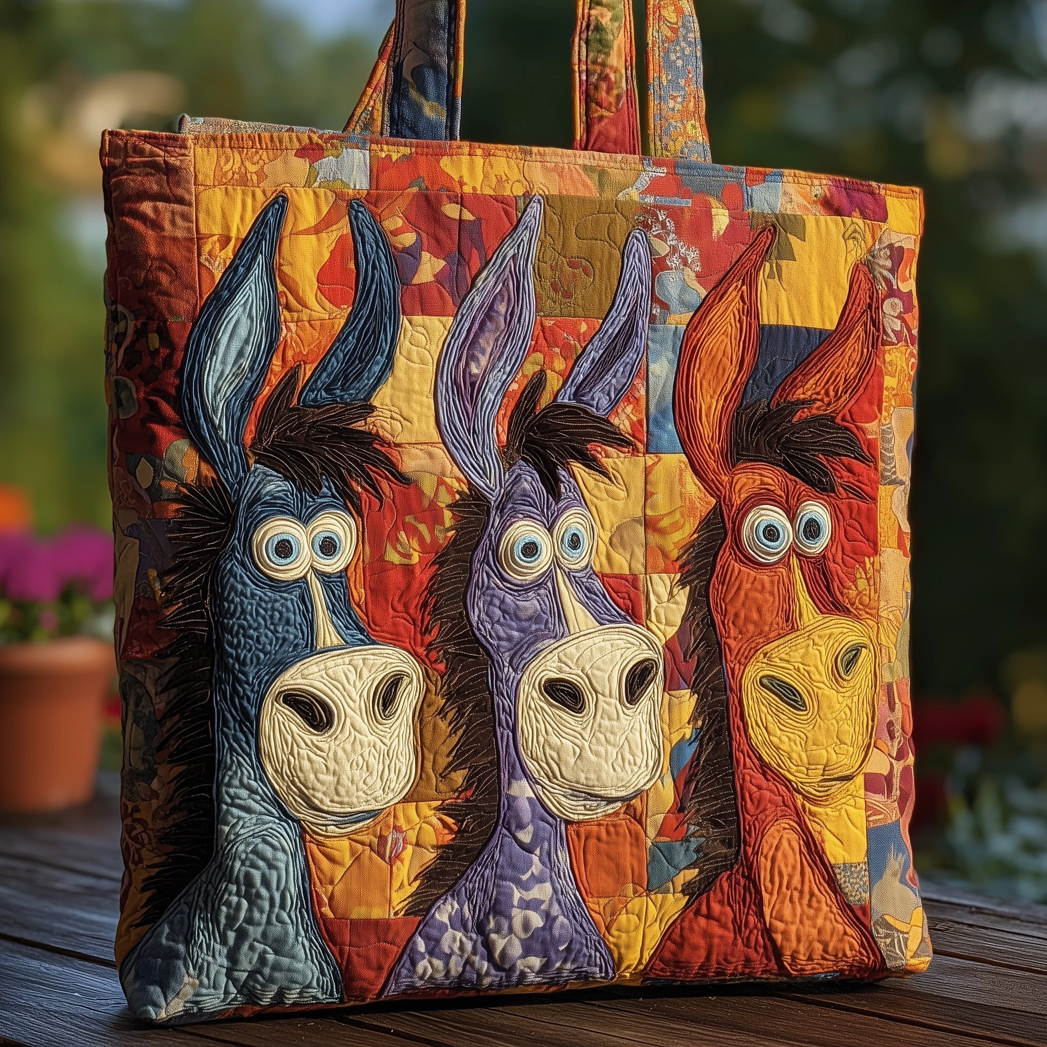 Whimsical Donkeys Quilted Tote Bag GFTOMA2633