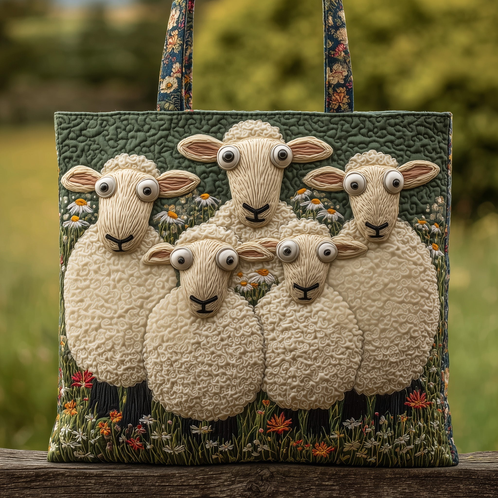 Whimsical Sheep Quilted Tote Bag GFTOMA2712