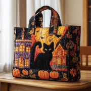 Black Cat Quilted Tote Bag GFTOMA2937