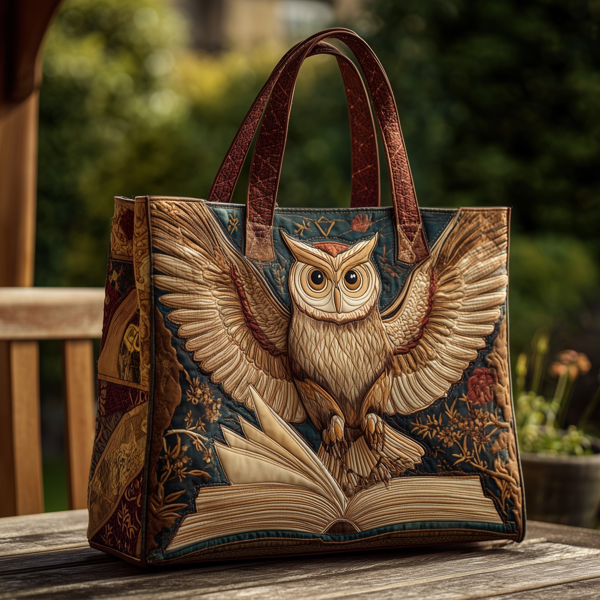 Owl Book Quilted Tote Bag GFTOMA3505