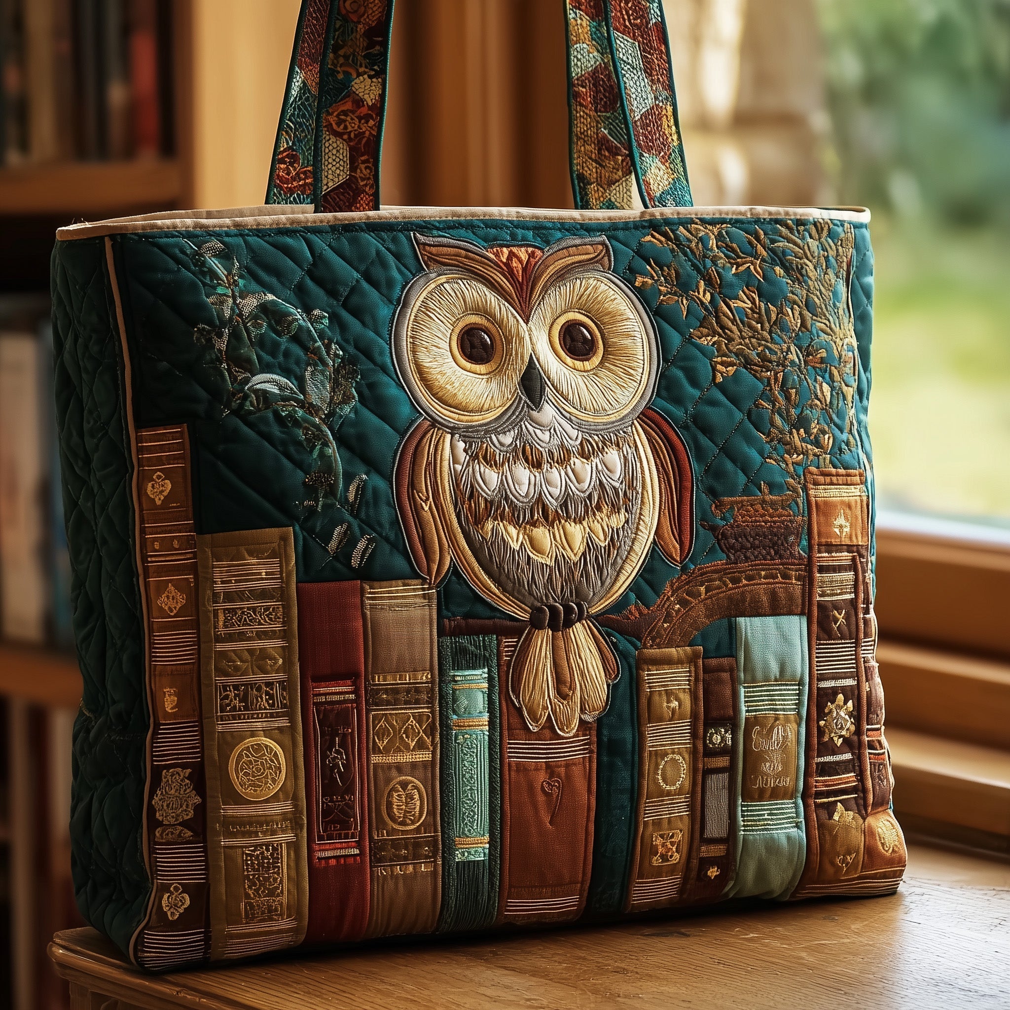 Owl Book Quilted Tote Bag GFTOMA3507