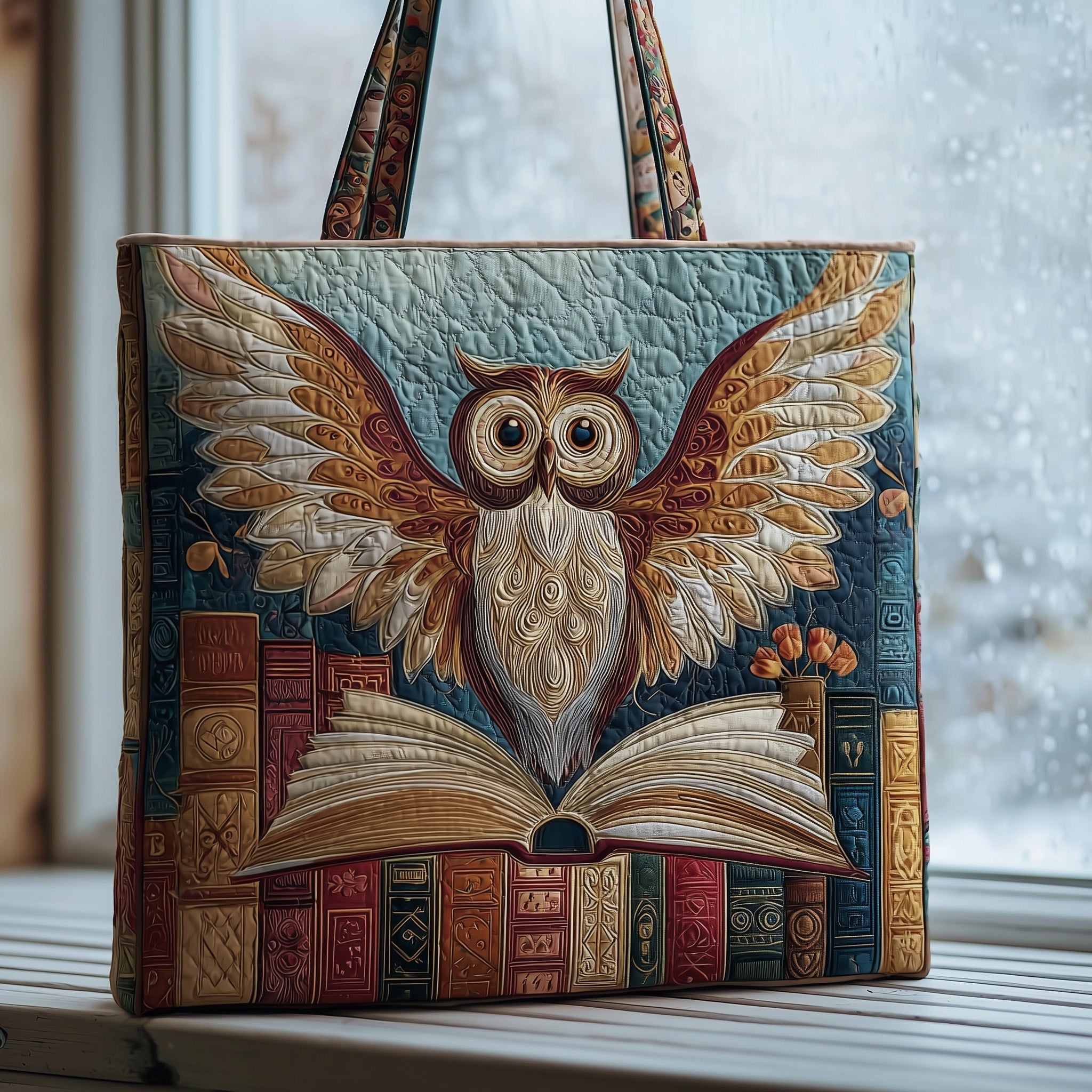Owl Book Quilted Tote Bag GFTOMA3510