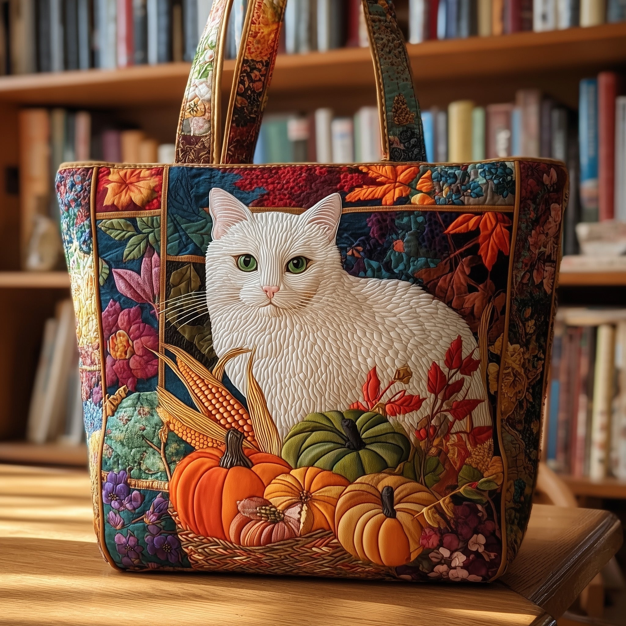 Autumn Cat Quilted Tote Bag GFTOMA3655