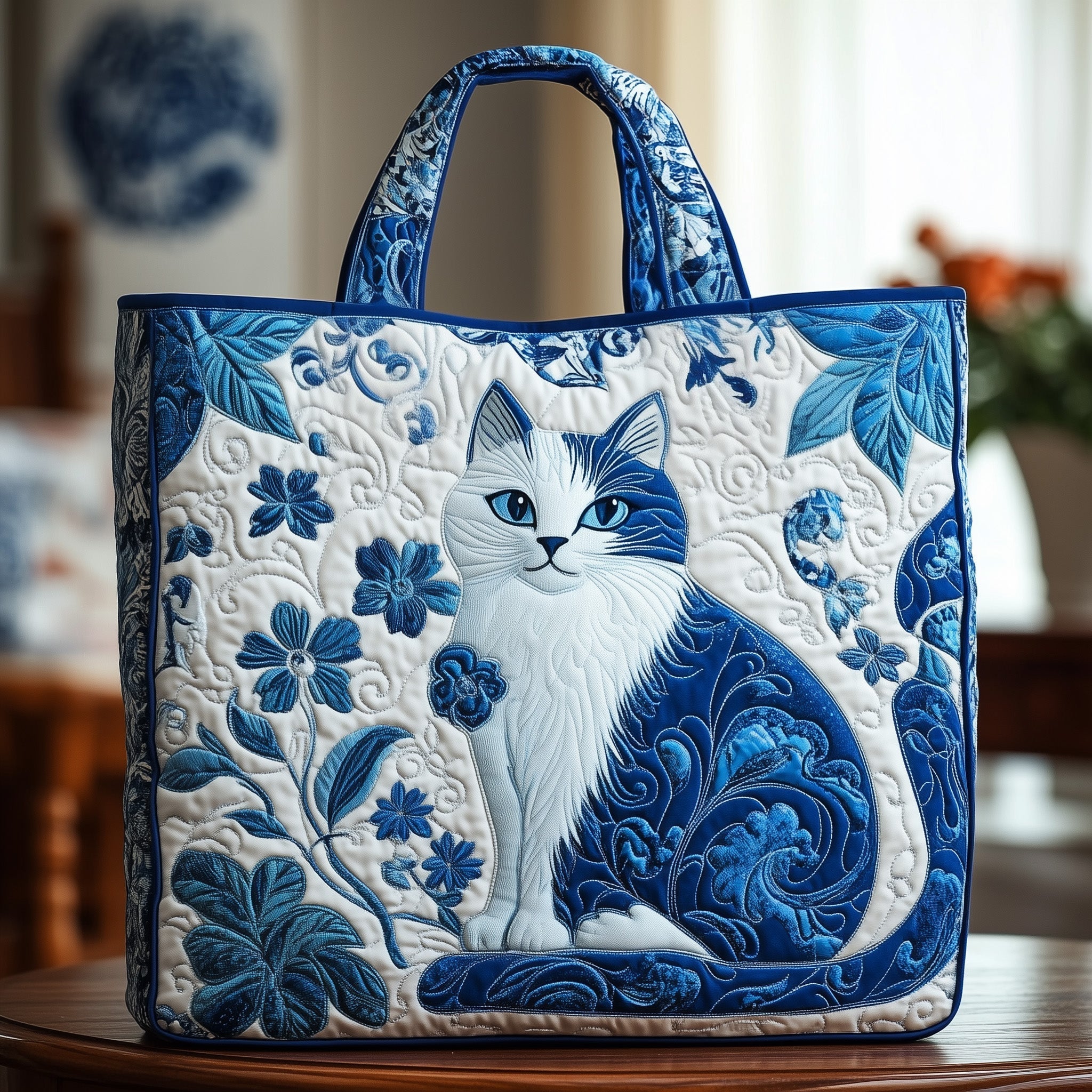 Whimsical Cat Quilted Tote Bag GFTOMA4410