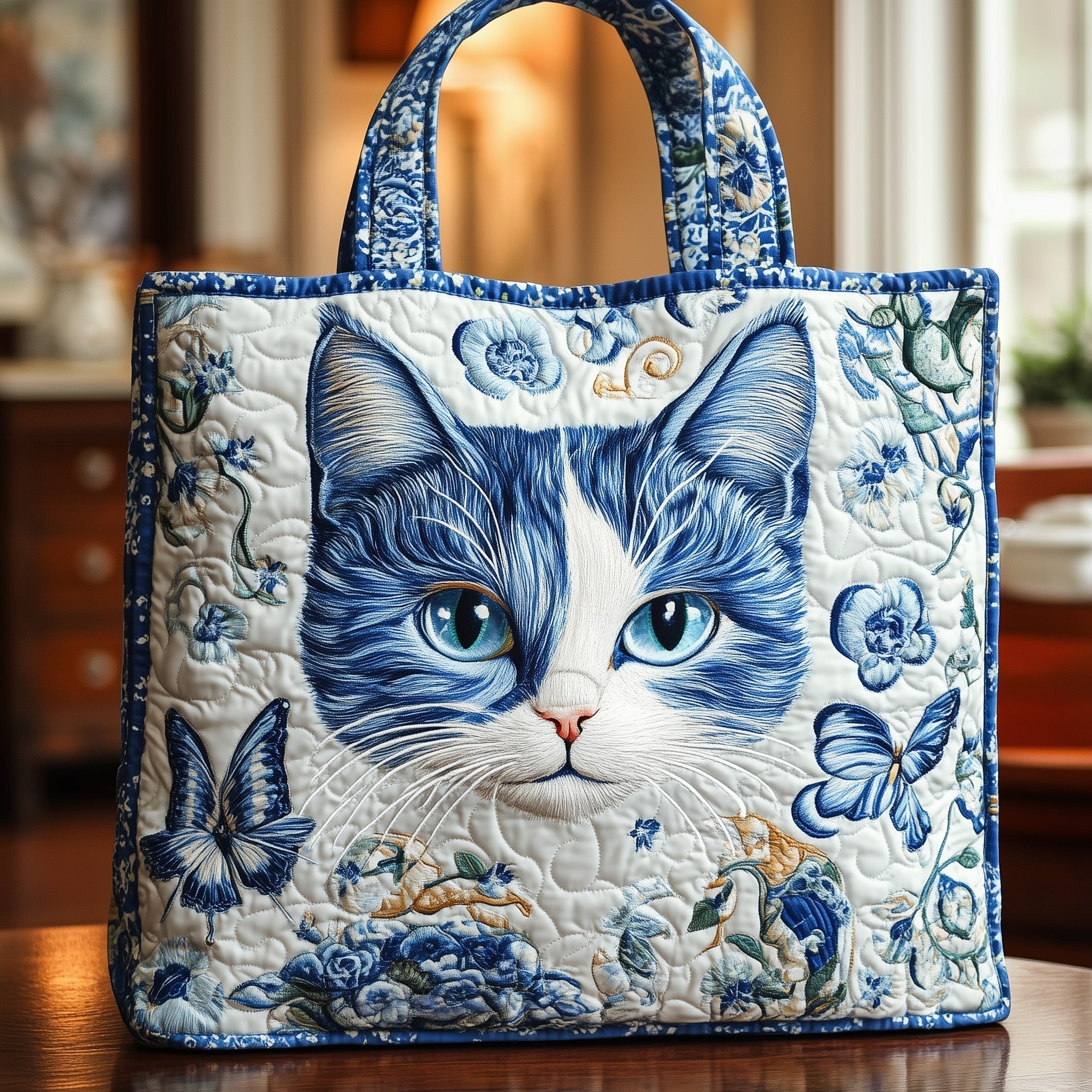Whimsical Cat Quilted Tote Bag GFTOMA4412
