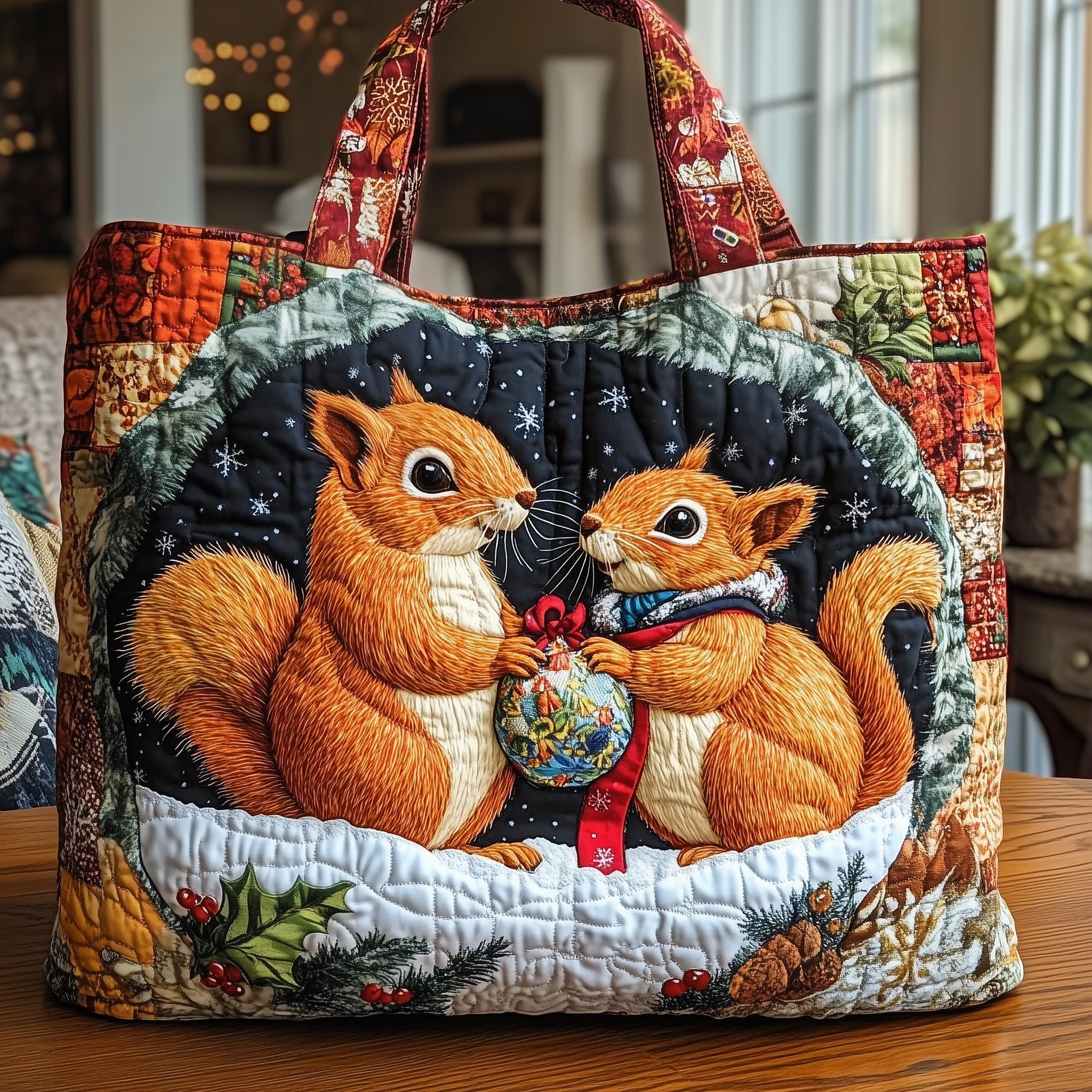 Charming Squirrel Quilted Tote Bag GFTOMA4446