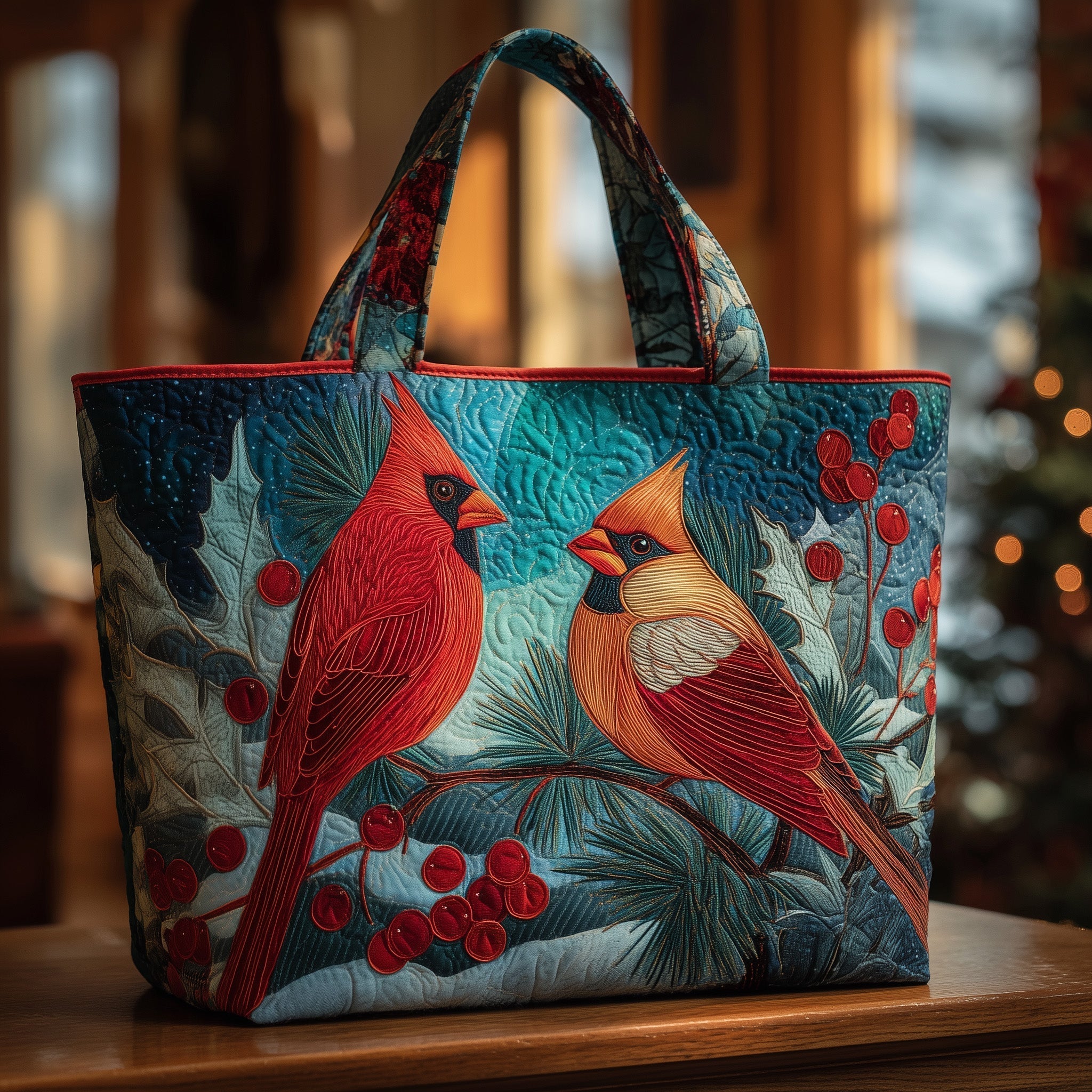 Cardinal Snow Quilted Tote Bag GFTOMA4541