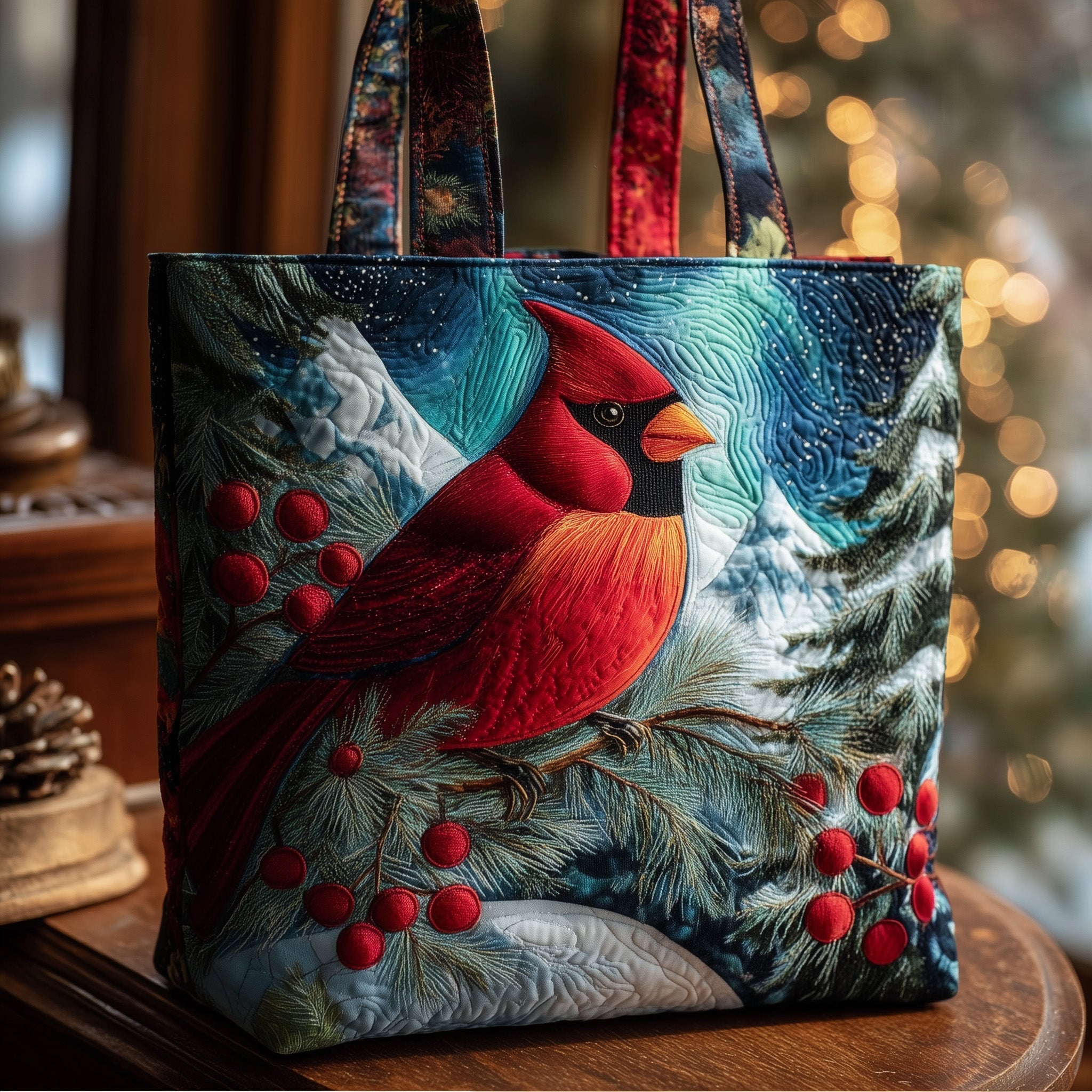 Cardinal Snow Quilted Tote Bag GFTOMA4542