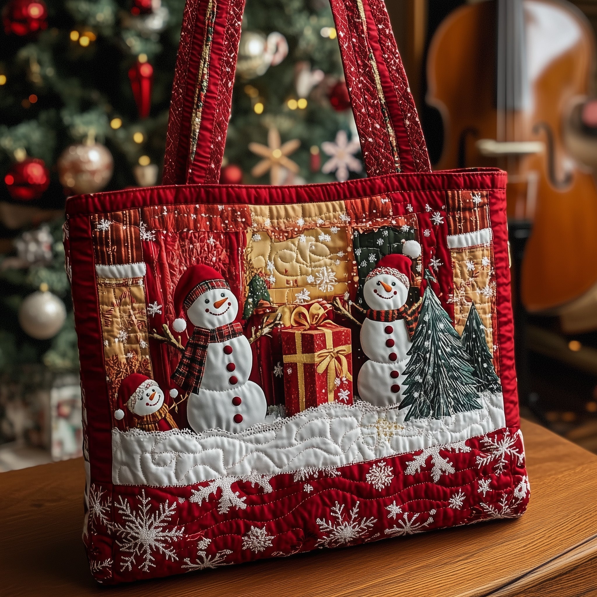 Jolly Snowman Quilted Tote Bag GFTOMA4544