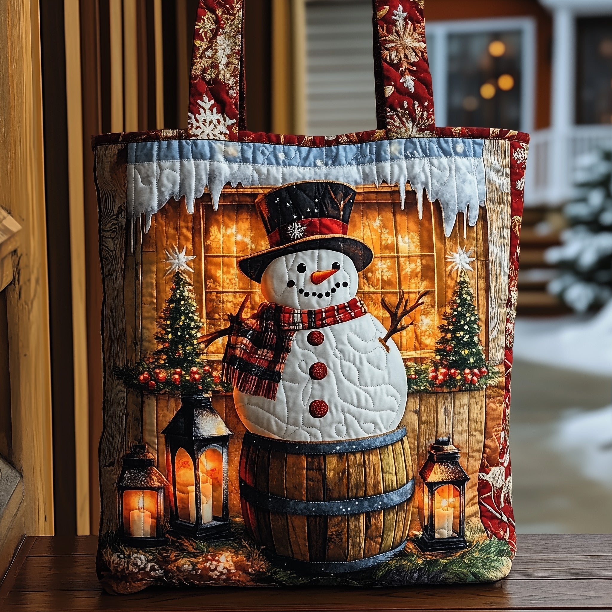 Jolly Snowman Quilted Tote Bag GFTOMA4547