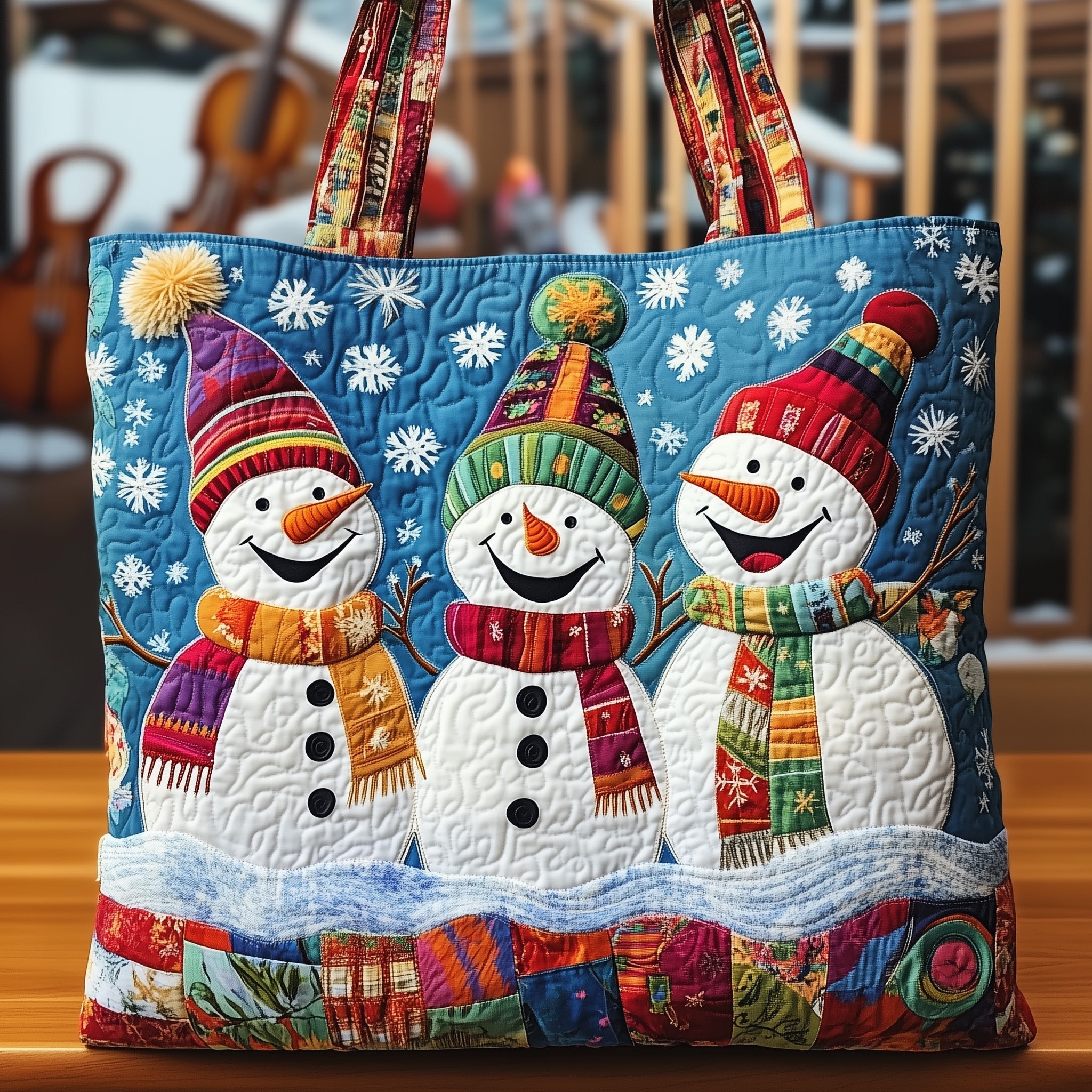 Jolly Snowman Quilted Tote Bag GFTOMA4548