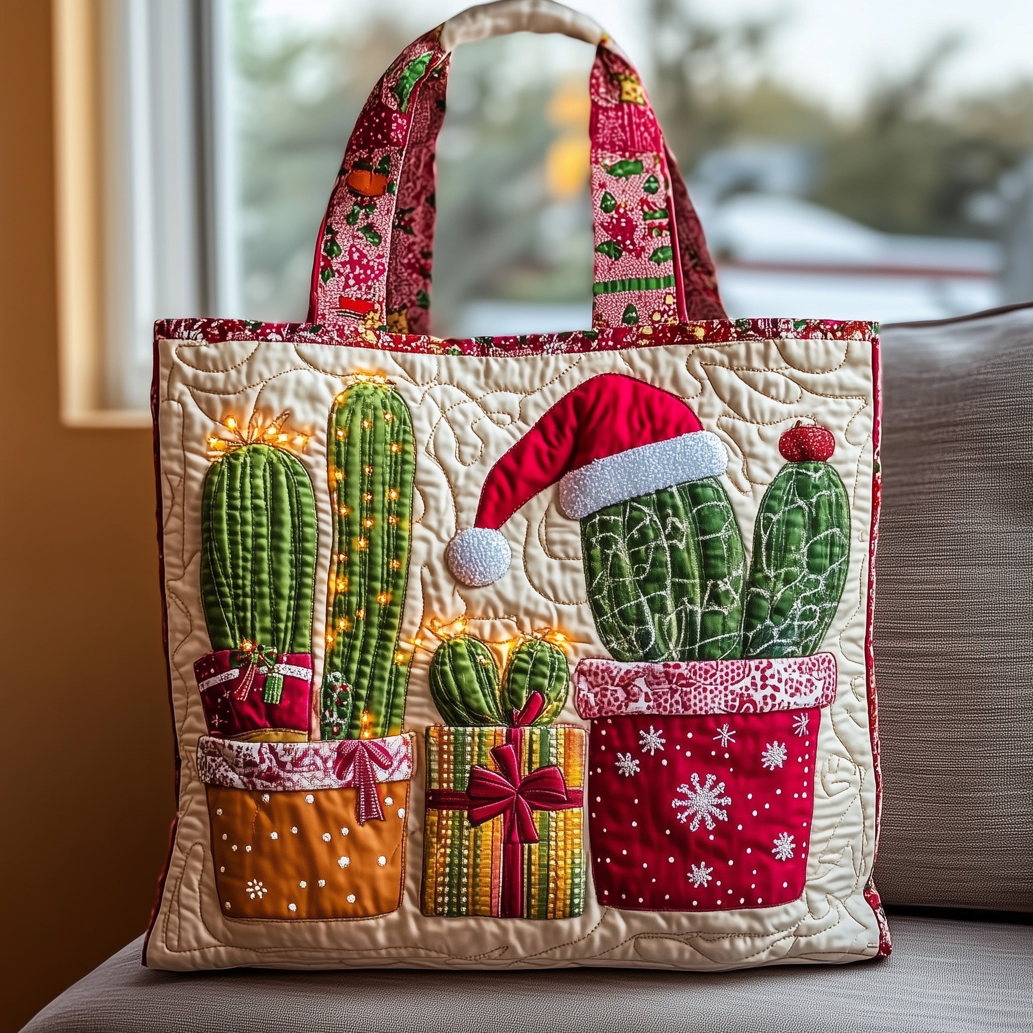 Christmas Cactus Quilted Tote Bag GFTOMA4688