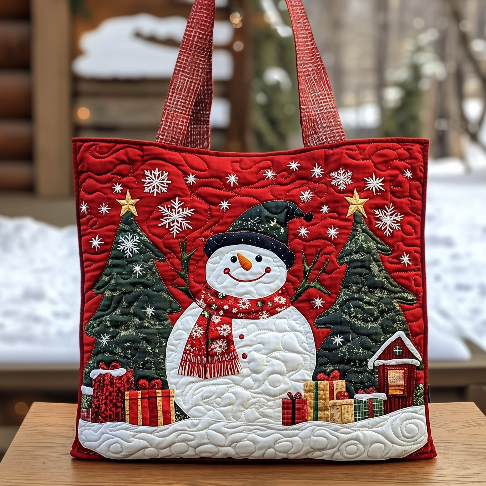 Snowman Lane Quilted Tote Bag GFTOMA5300