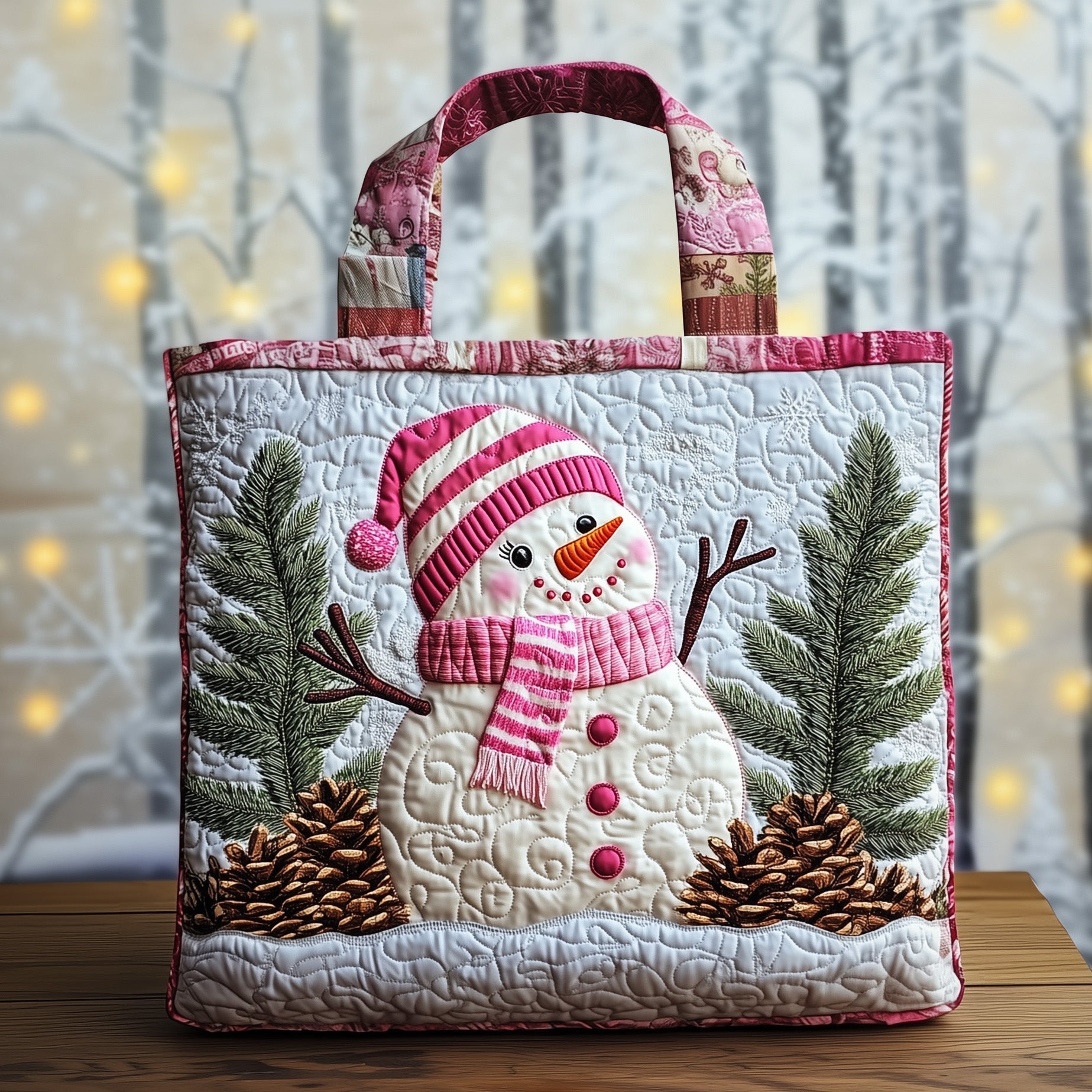 Snowman Lane Quilted Tote Bag GFTOMA5303