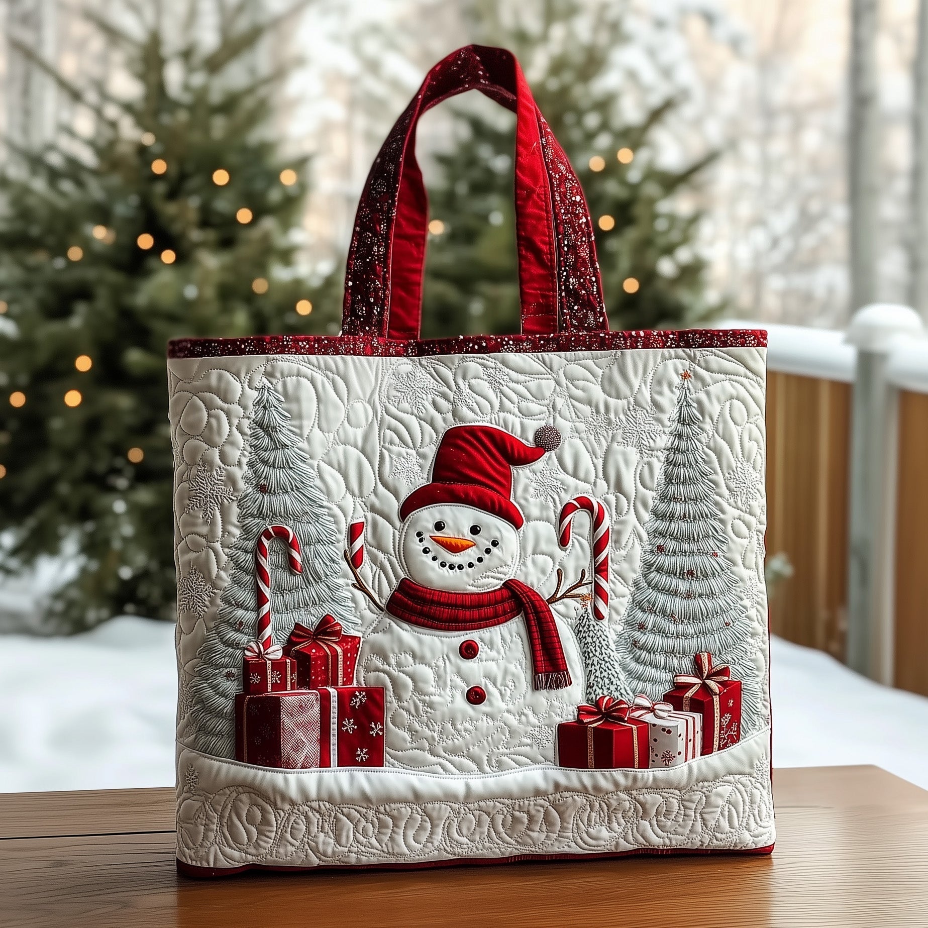 Snowman Lane Quilted Tote Bag GFTOMA5305