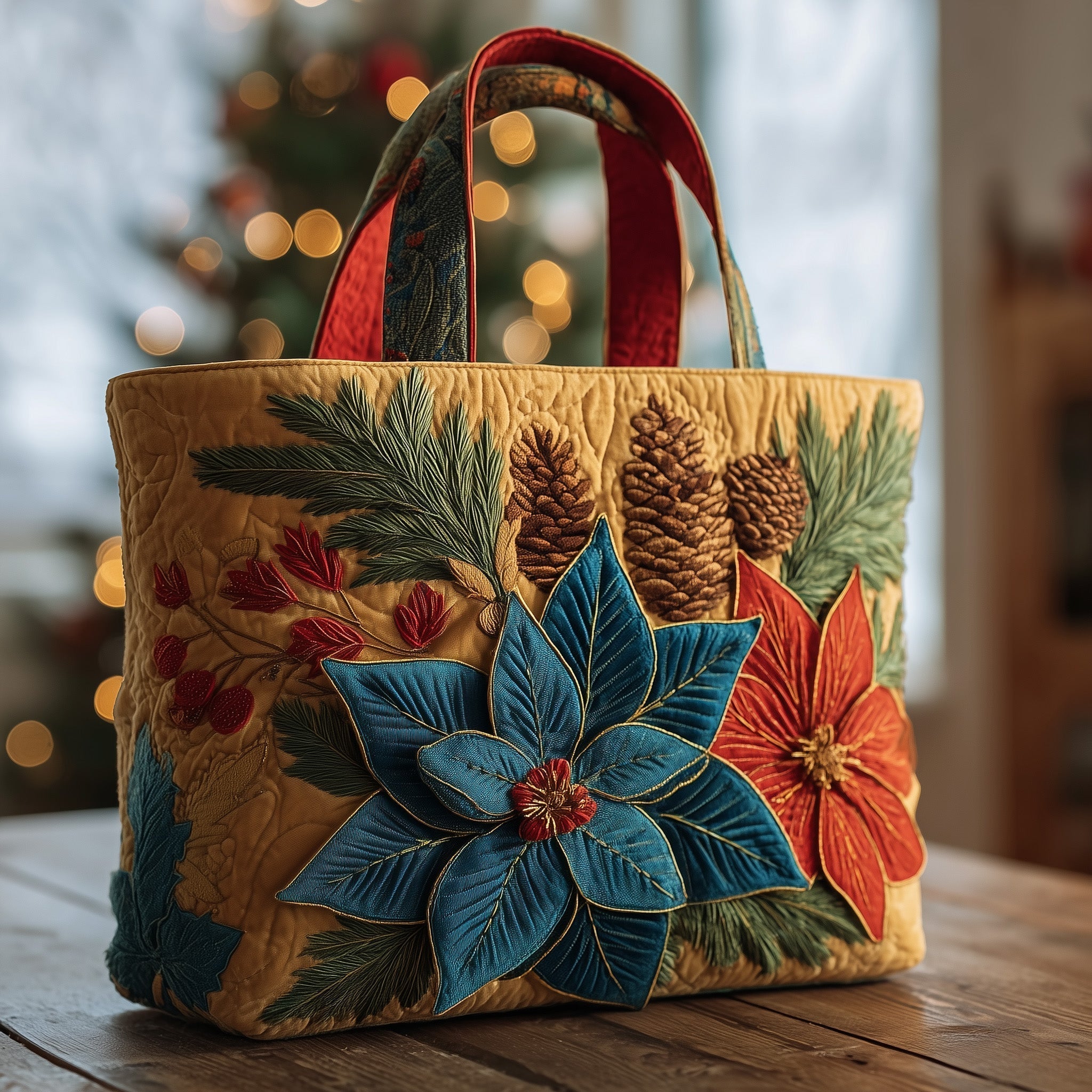 Poinsettia Bliss Quilted Tote Bag GFTOMA5310