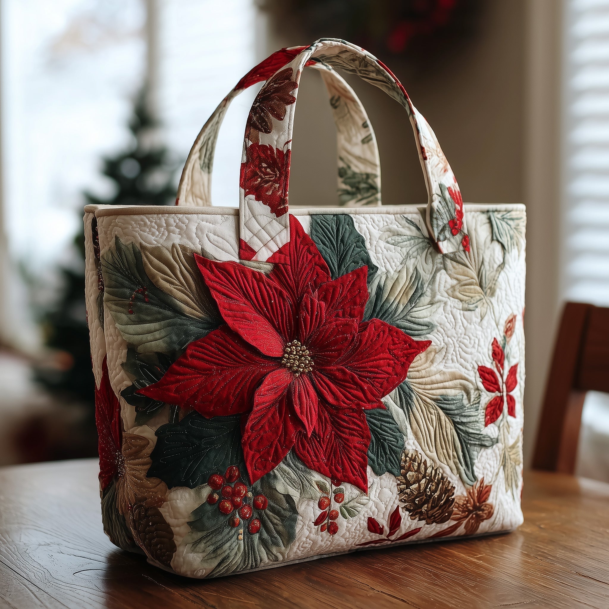 Poinsettia Bliss Quilted Tote Bag GFTOMA5312