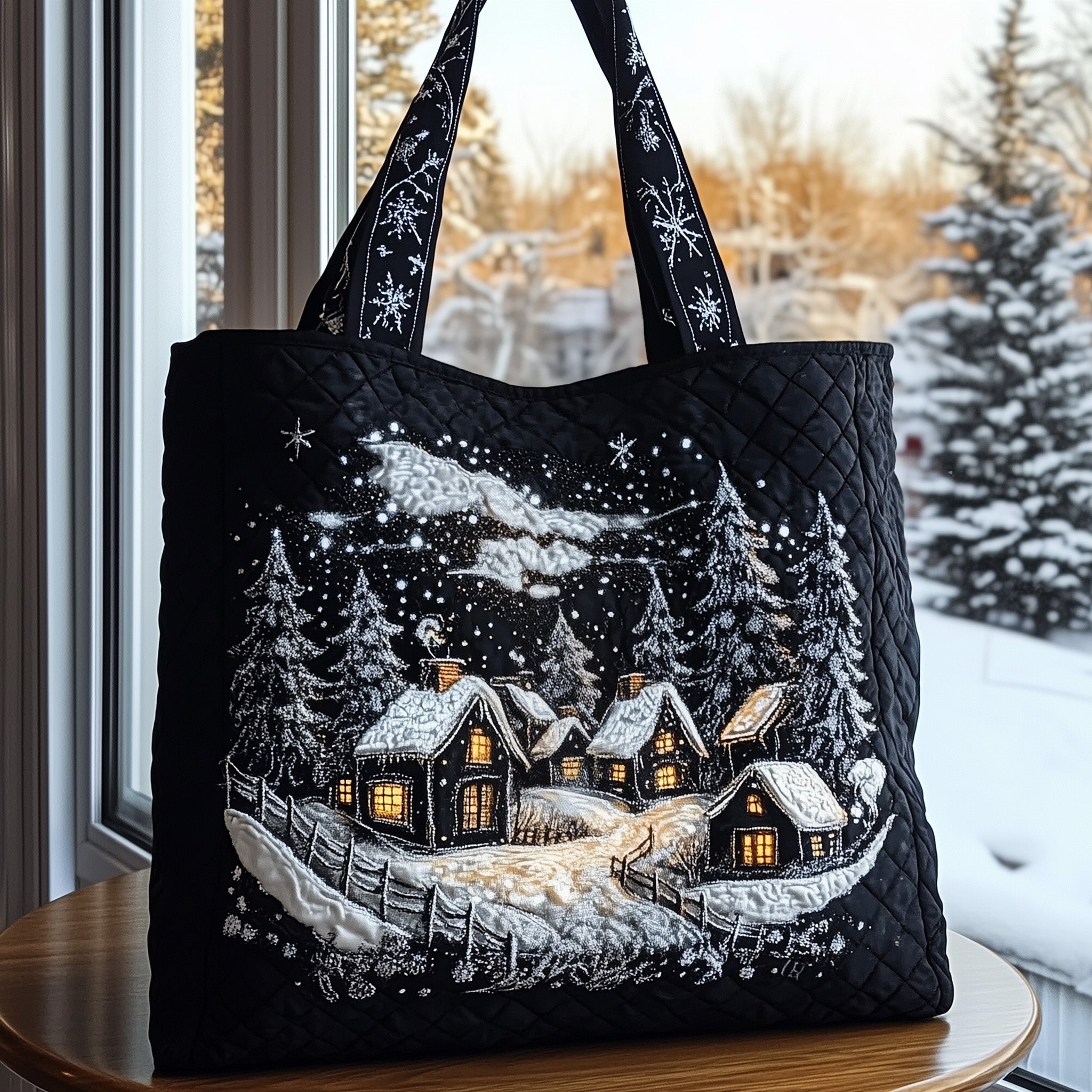 Winter Town Glow Quilted Tote Bag GFTOMA5459
