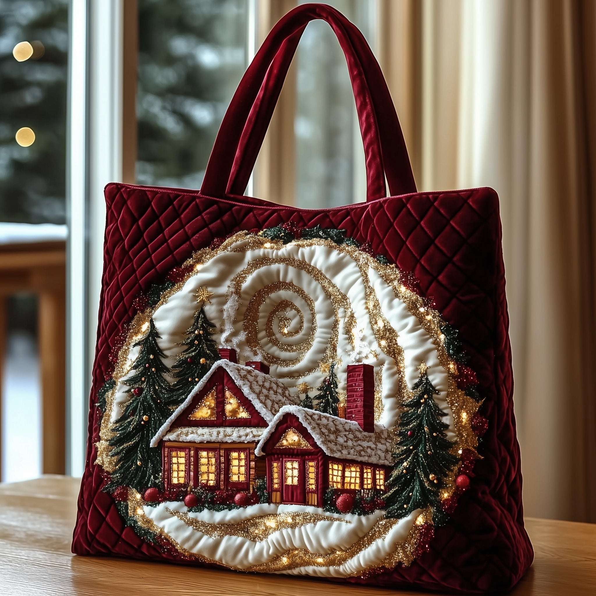 Winter Town Glow Quilted Tote Bag GFTOMA5461