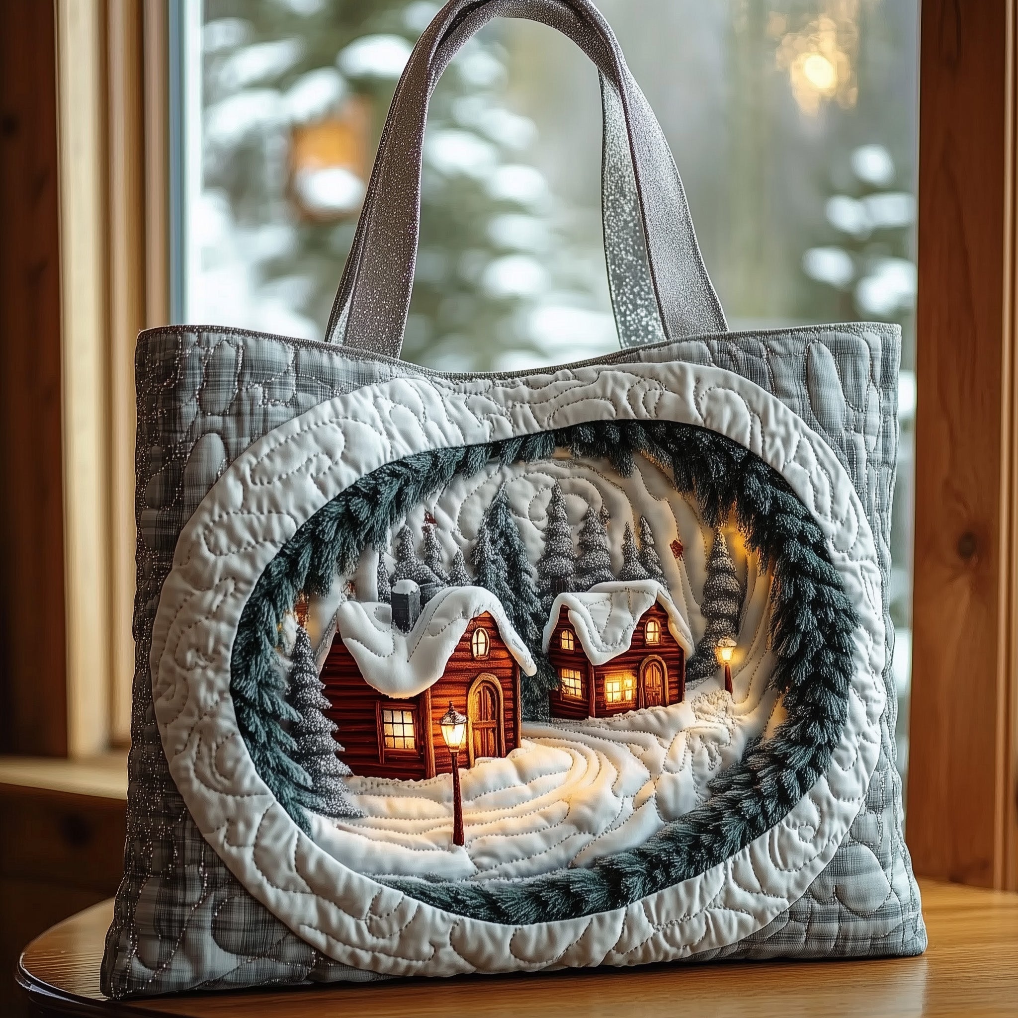 Winter Town Glow Quilted Tote Bag GFTOMA5462