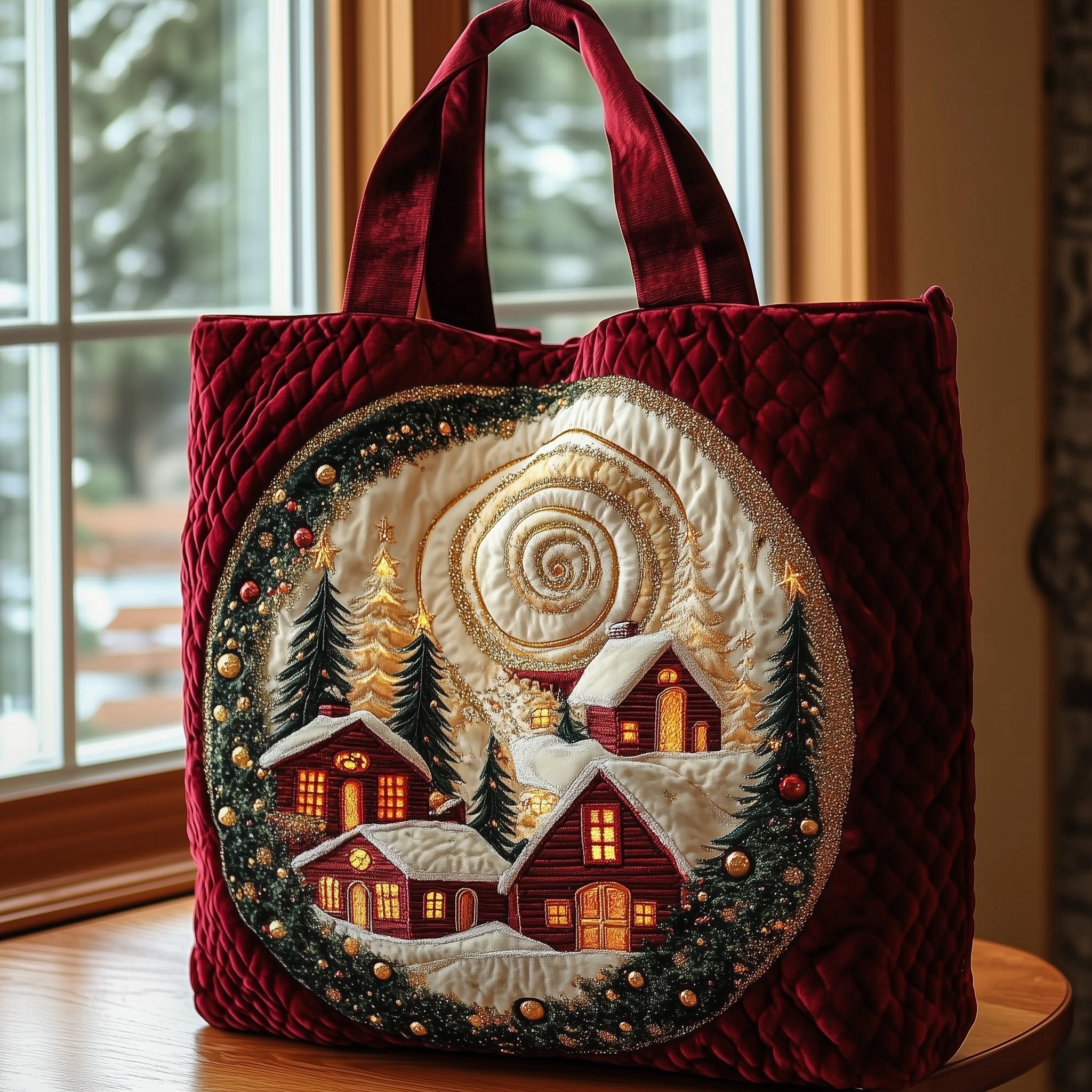Winter Town Glow Quilted Tote Bag GFTOMA5463
