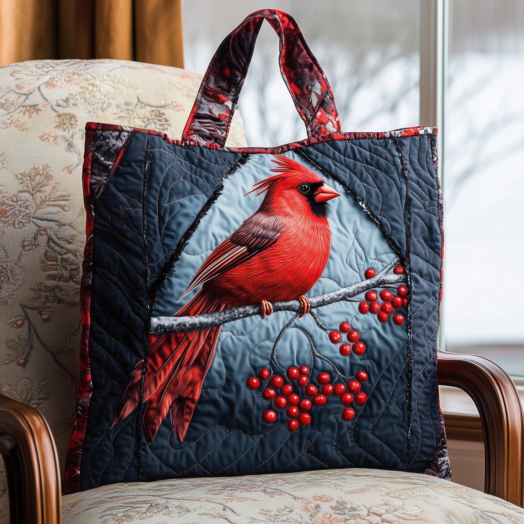 Cardinal Snow Quilted Tote Bag GFTOMA5770