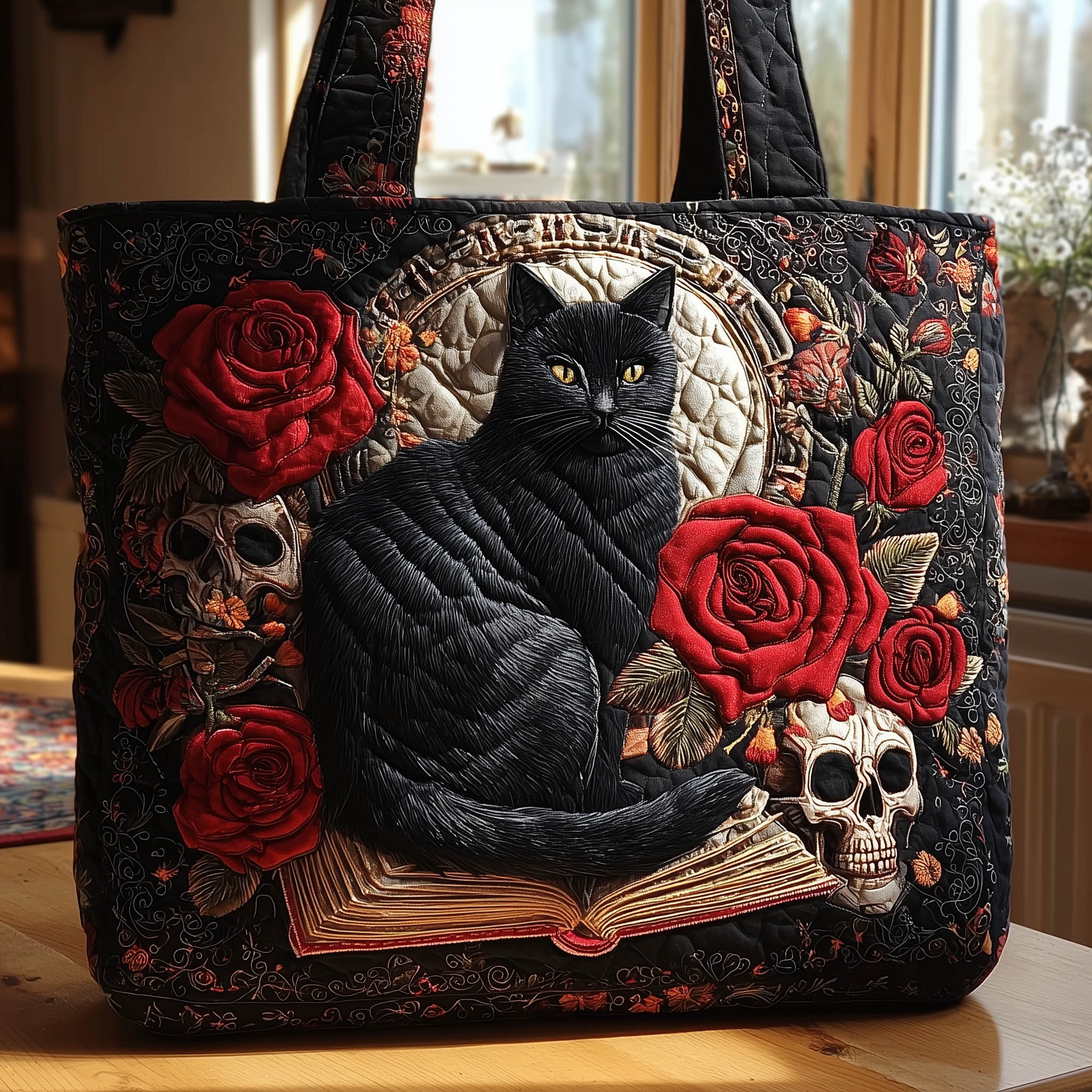 Black Cat Quilted Tote Bag GFTONL5018