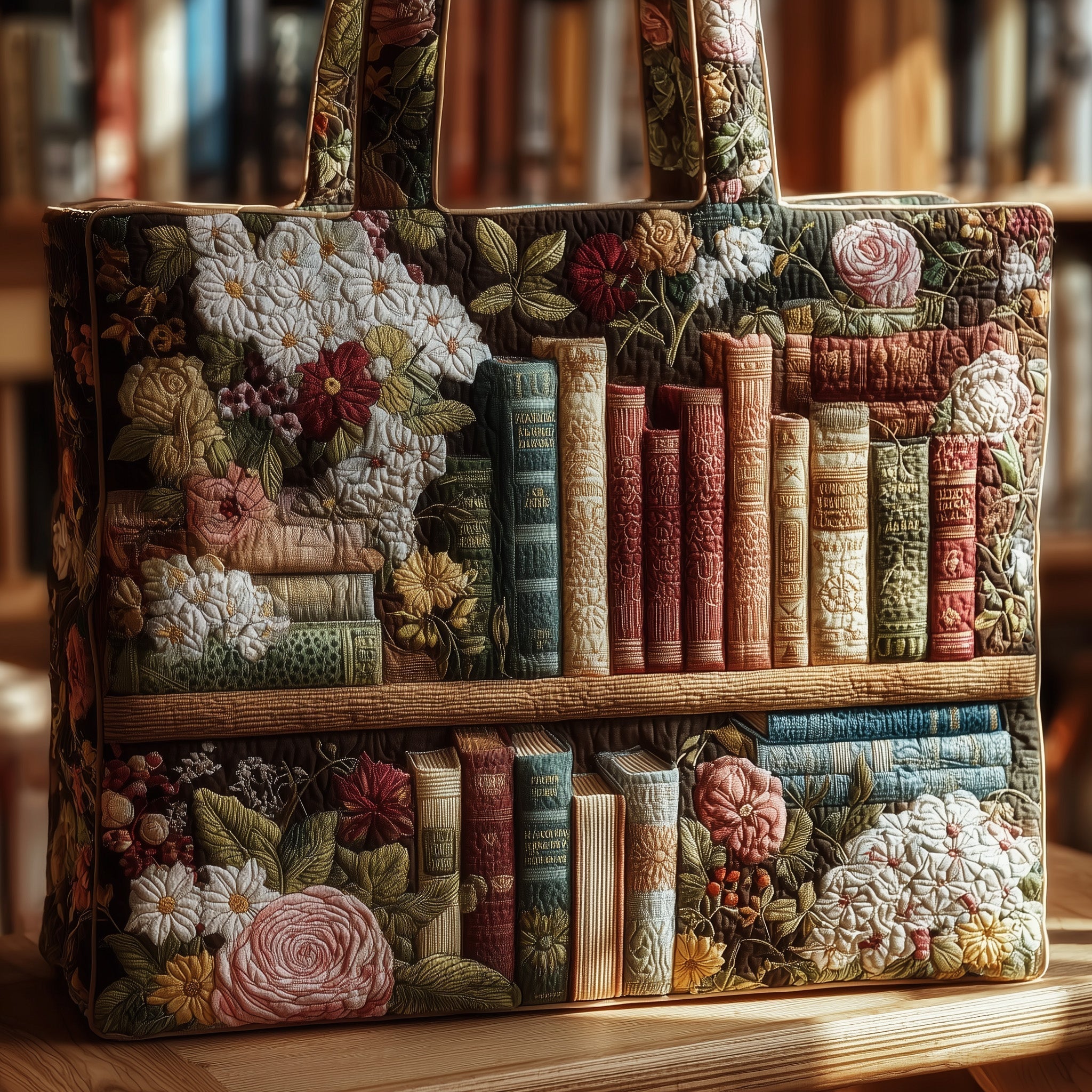 Vintage Bookish Quilted Tote Bag GFTONL5207