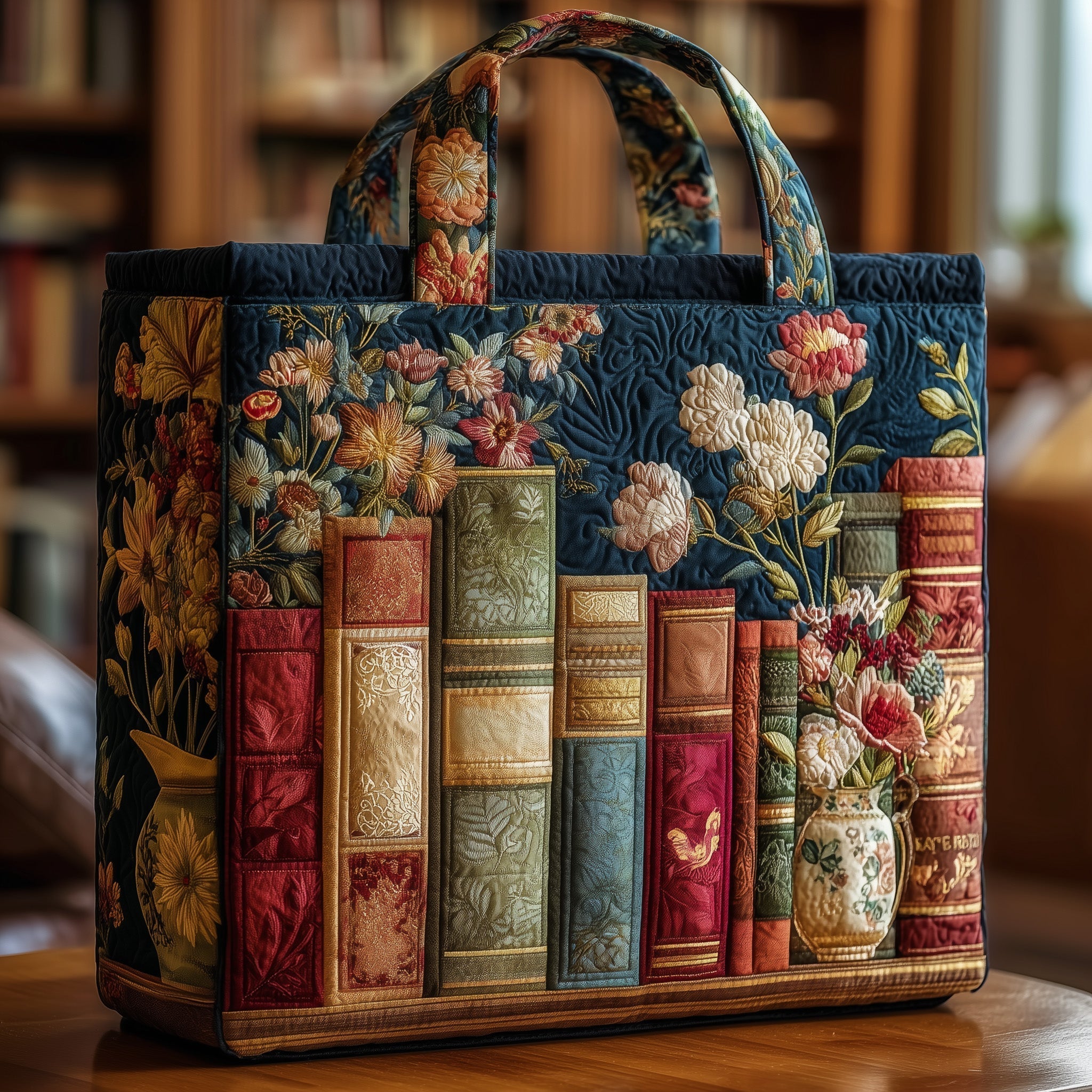 Vintage Bookish Quilted Tote Bag GFTONL5209