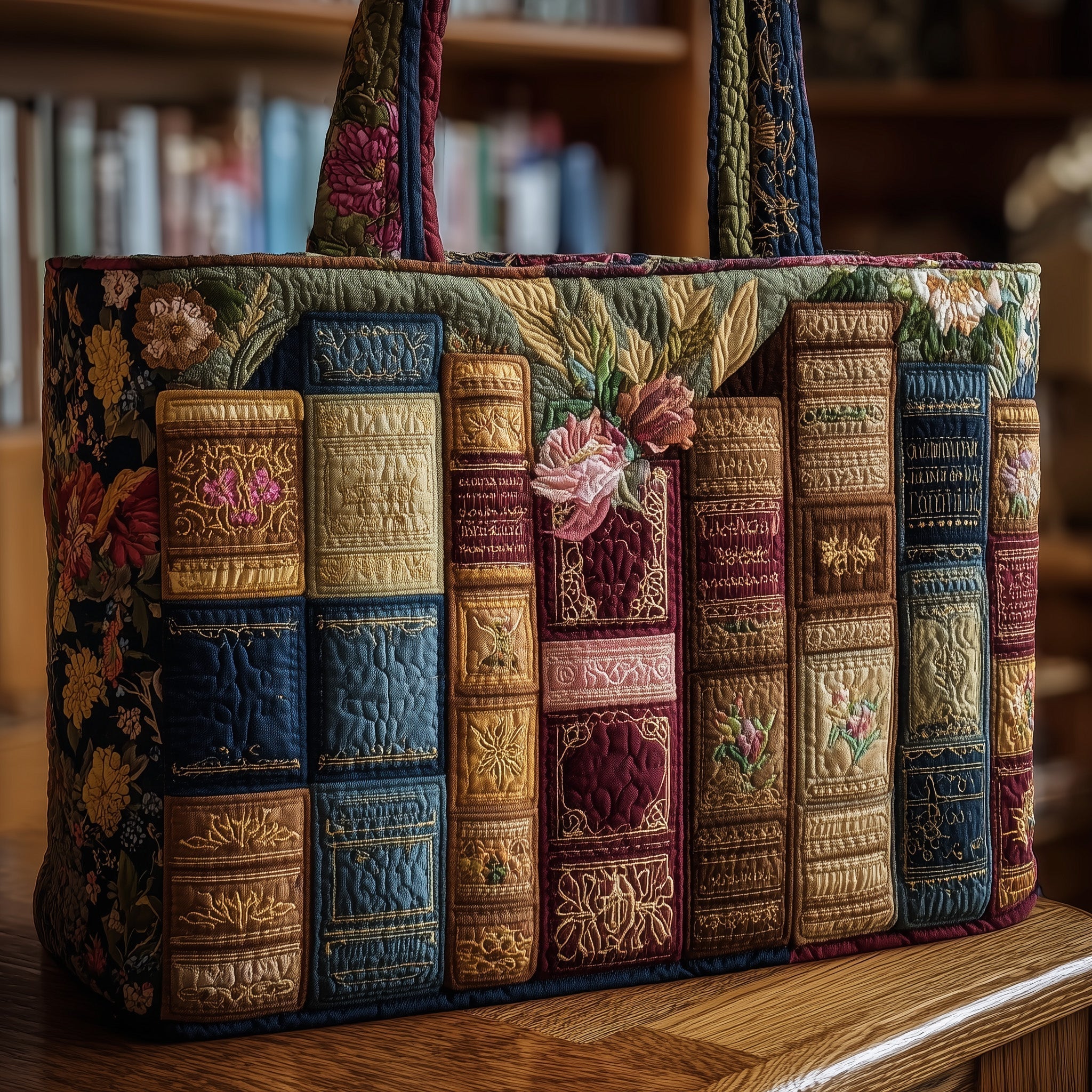 Vintage Bookworm Quilted Tote Bag GFTONL5216