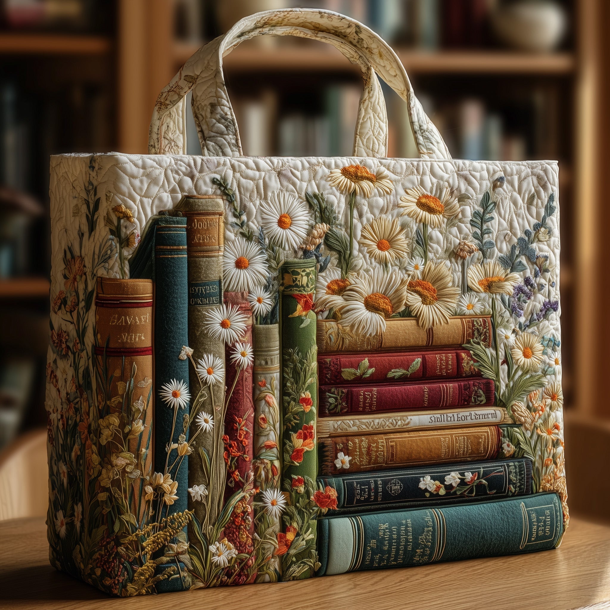 Vintage Bookworm Quilted Tote Bag GFTONL5219