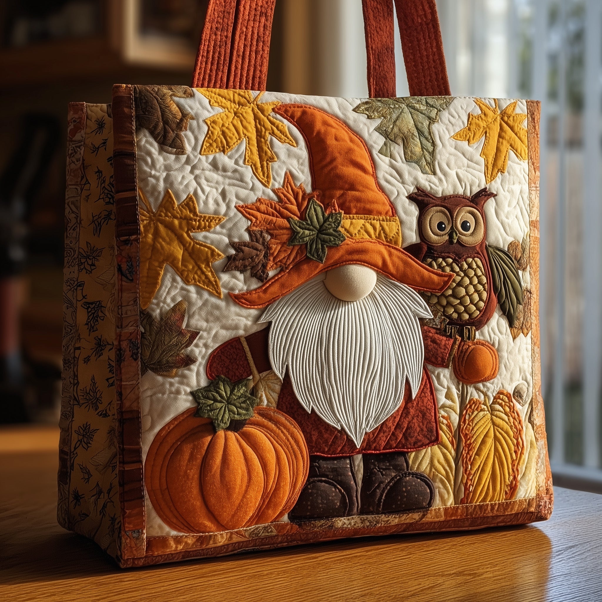 Gnome And Owl Quilted Tote Bag GFTONL5346