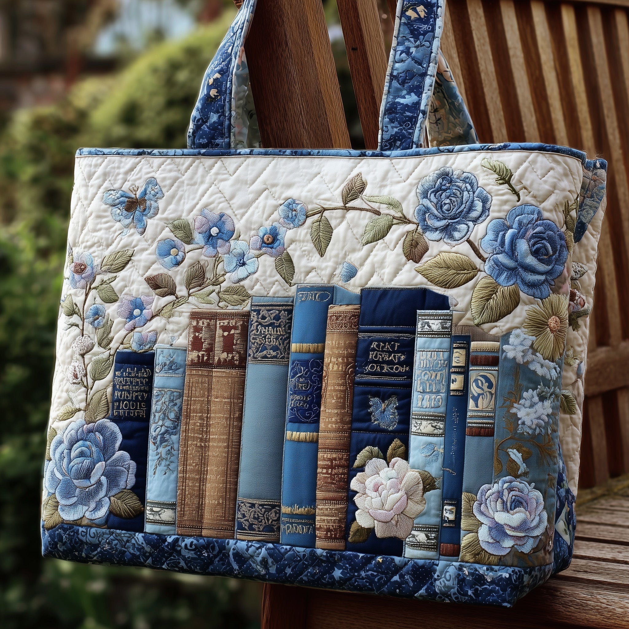 Floral Bookworm Quilted Tote Bag GFTONL5391