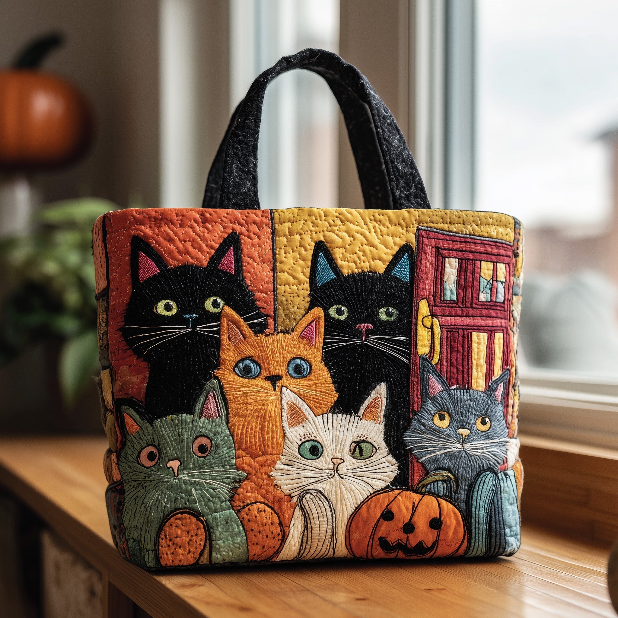 Whimiscal Cat Quilted Tote Bag GFTONL5433